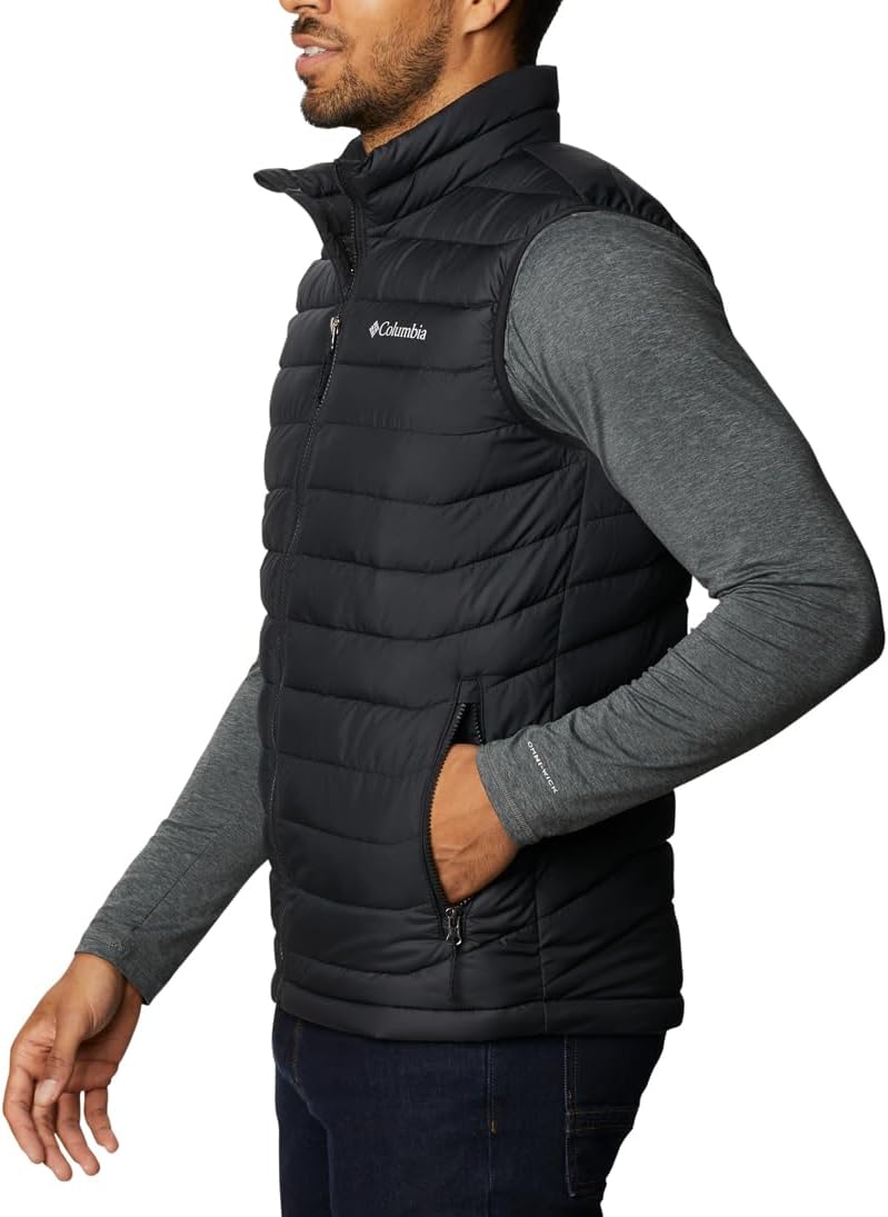 Detalle de Columbia Powder Lite II sans manches homme noire – gilet matelassé à réflexion thermique