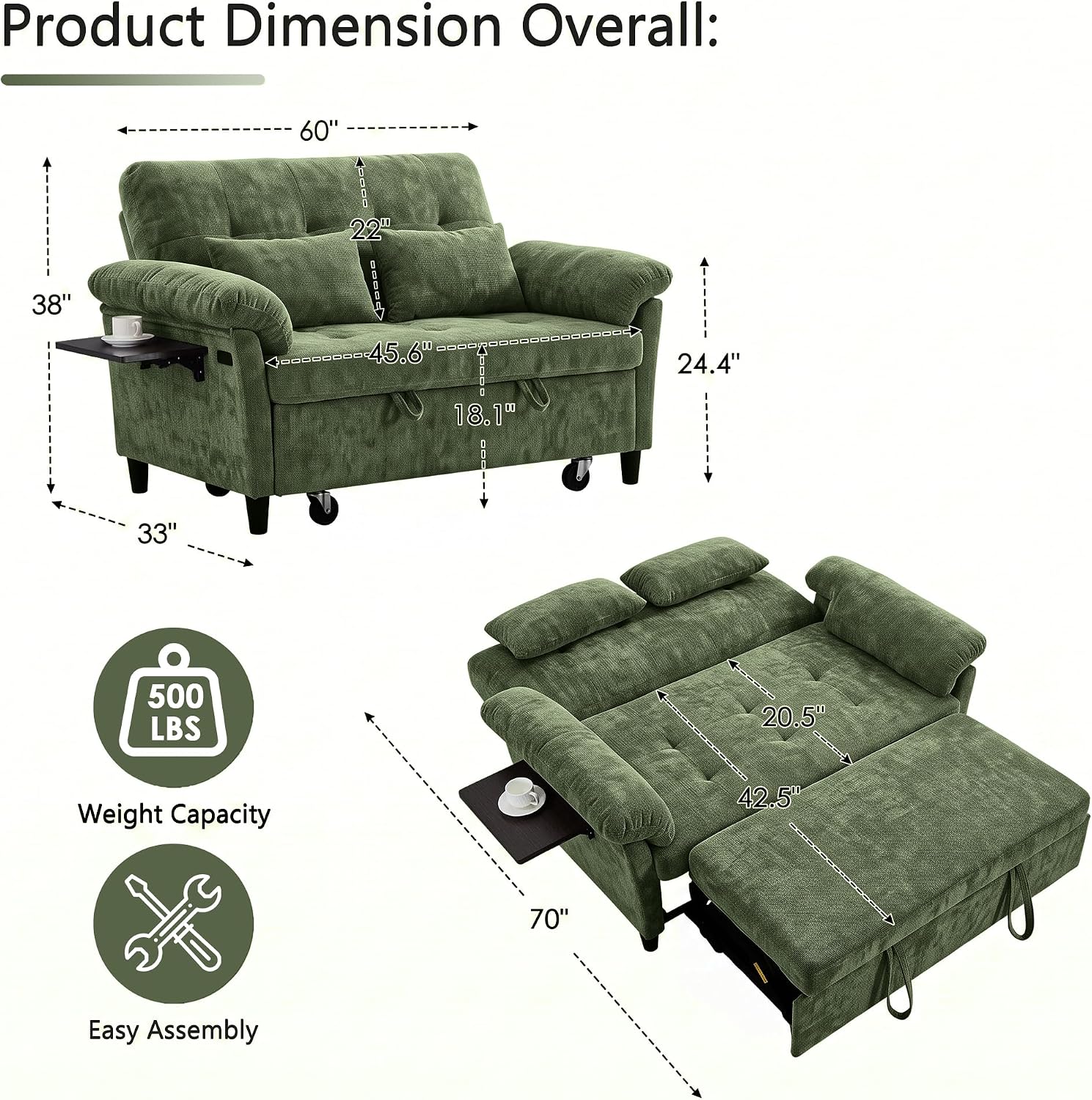 Detalle de XANDERO Chenille Sofa Bed