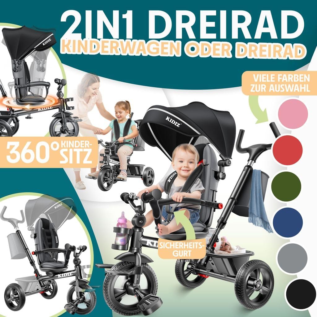 Thumbnail 2 de KIDIZ Dreirad 6in1 Kinderdreirad ab 9 Monaten
