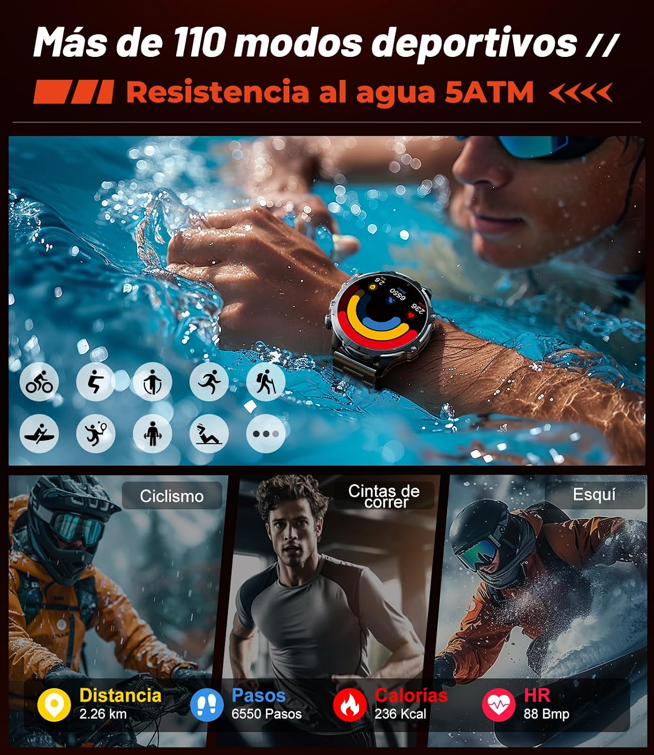 Detalle 2 de LIGE FV15 reloj inteligente 1,85" HD 800 mAh
