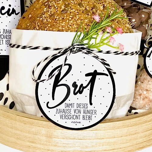 Thumbnail 1 de maloOo Geschenke Brot, Salz, Wein & Schokolade – Einzugsetiketten, 4er-Set