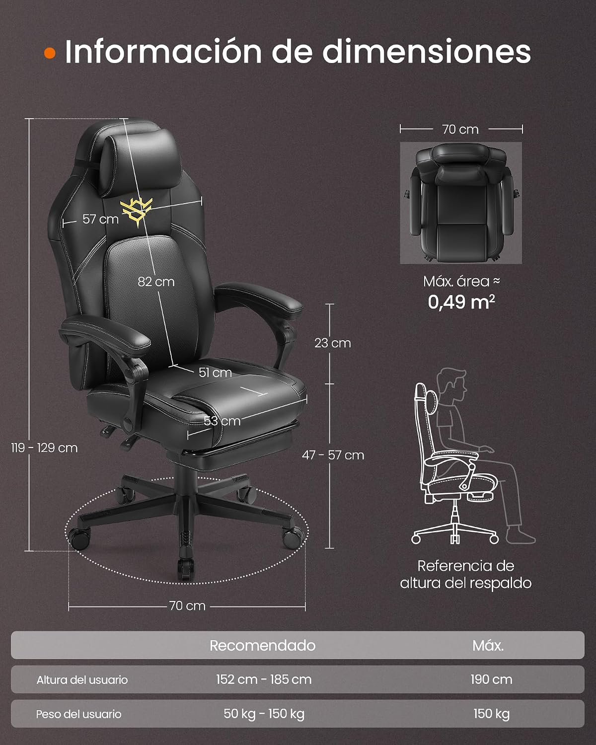 Thumbnail 1 de SONGMICS HOME Silla Racing ergonómica con reposapiés