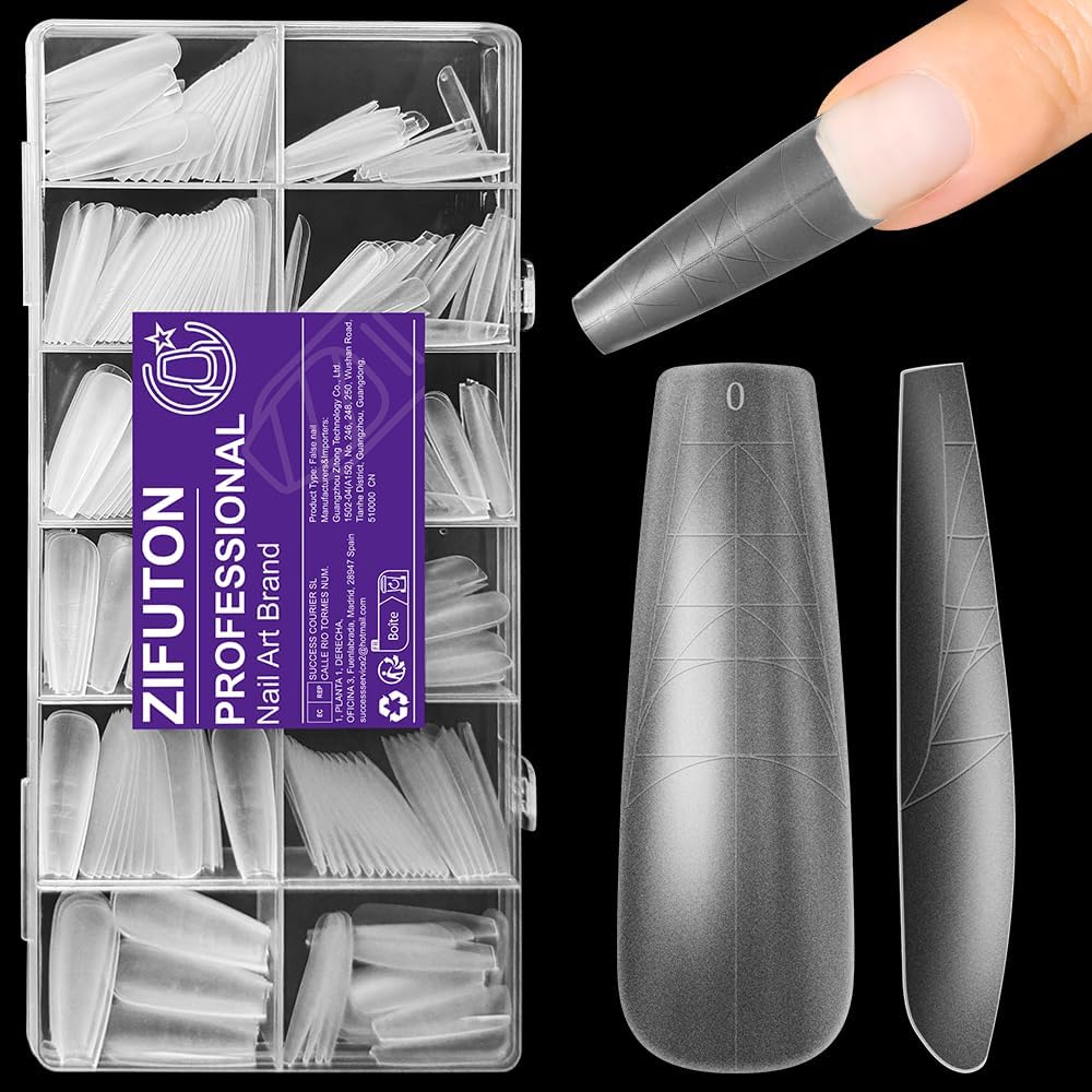 Thumbnail 6 de ZIFUTON 600 Pezzi Unghie Finte in Gel – Copertura Completa, 12 Misure Mandorla, Trasparenti