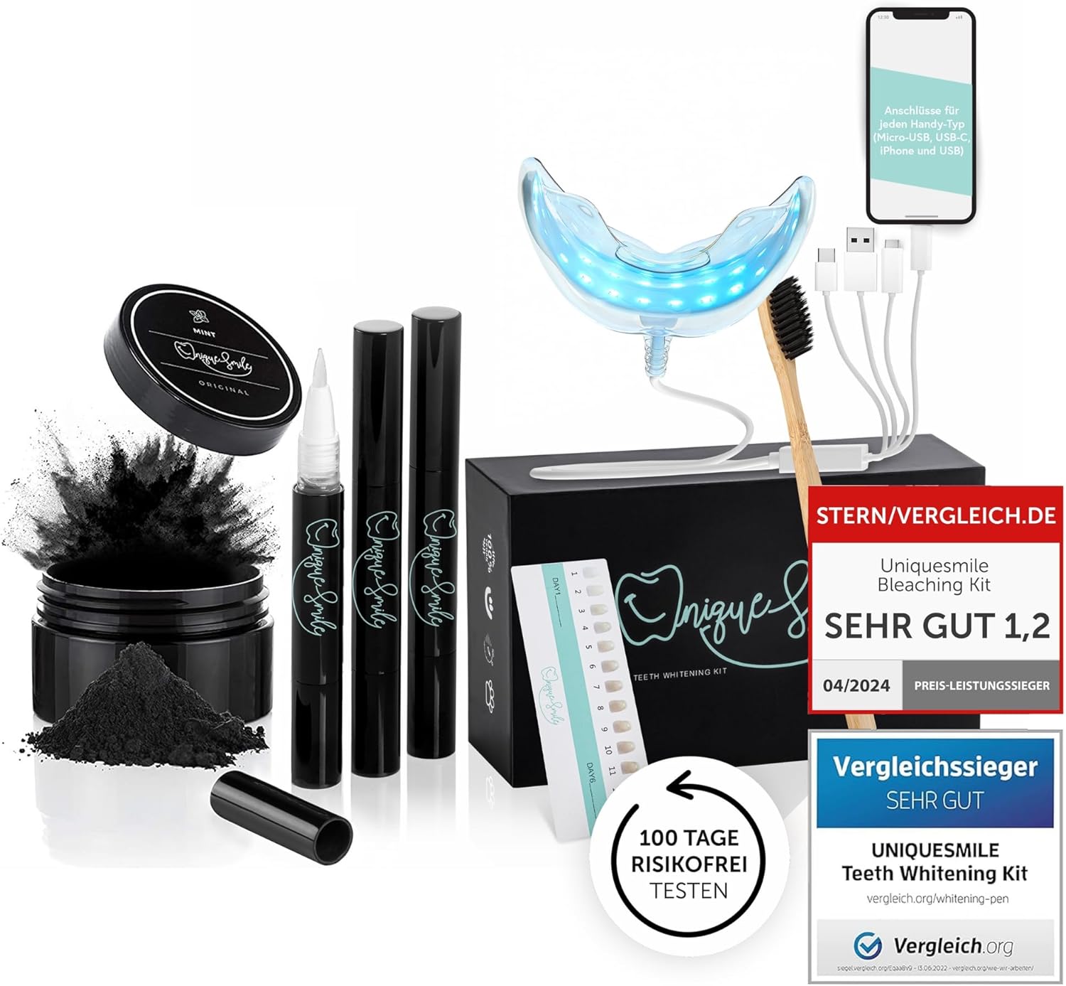 Thumbnail 5 de UniqueSmile Teeth Whitening Kit „All in One Bundle“ – Nachfüll-Set mit 3 Gel-Stiften (für bis zu 15 Anwendungen)