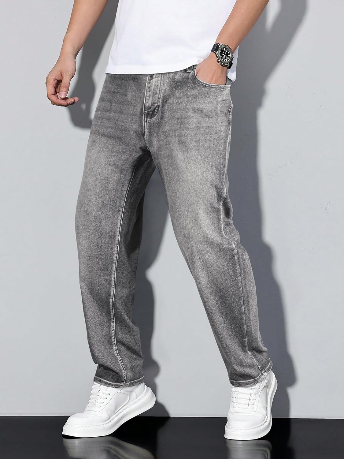 Thumbnail 3 de JMIERR Herren Baggy Jeans aus Baumwolle mit Stretch – Vintage Loose Fit für Streetwear & Freizeit