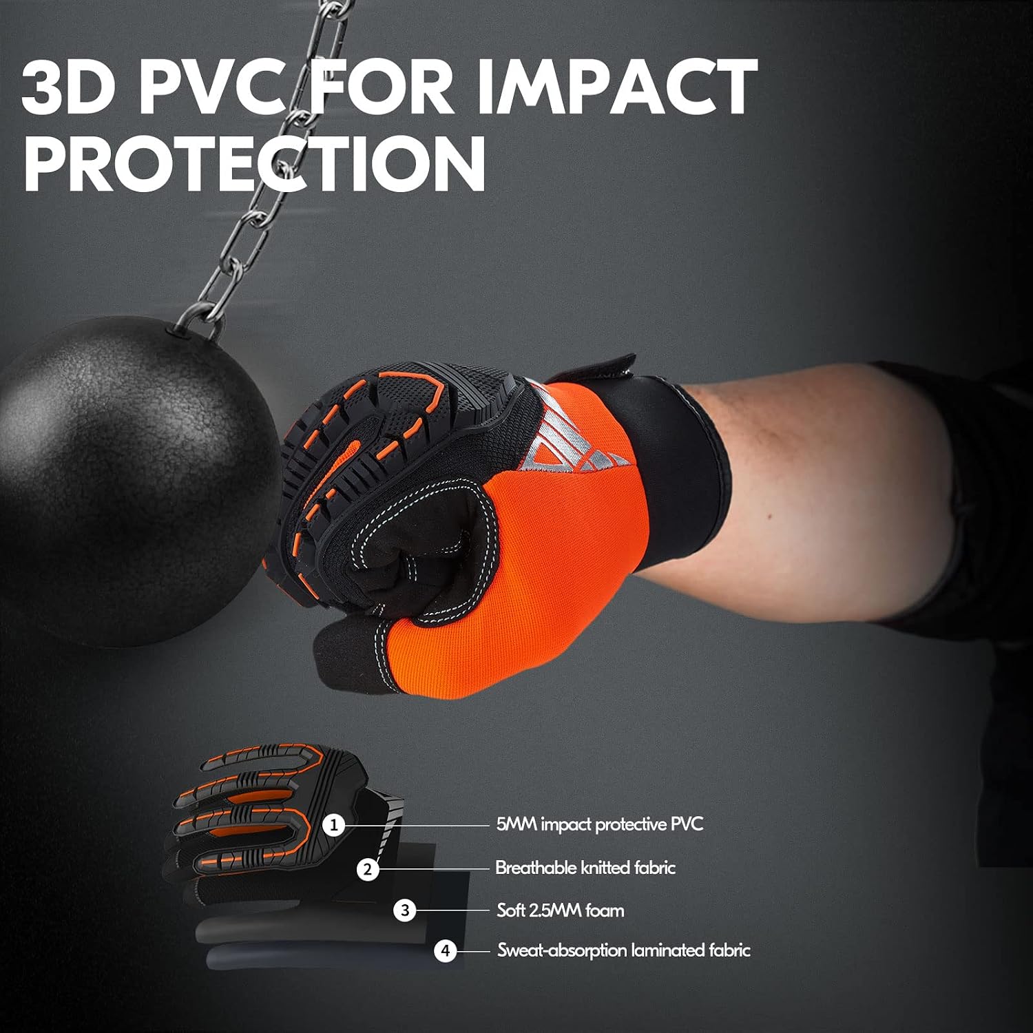Thumbnail 3 de Vgo... Waterproof Winter Gloves Touchscreen: Warm, Heavy‑Duty Safety Gloves for Cold Weather