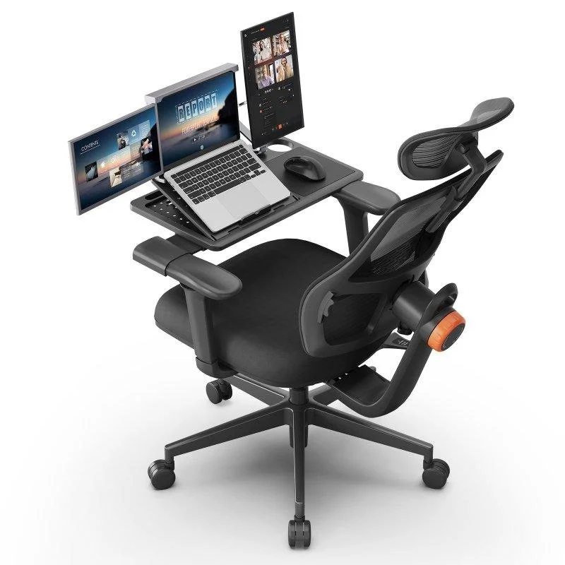 Detalle de Newtral MagicH003B, silla ergonómica con escritorio desmontable y soporte lumbar adaptativo