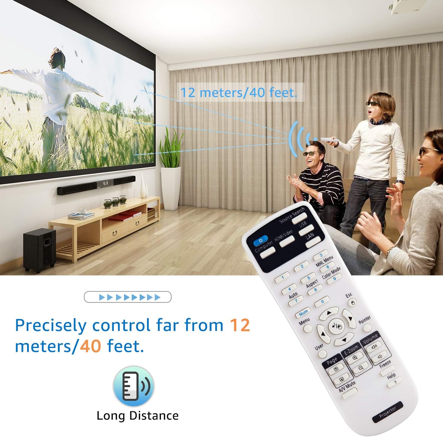 Thumbnail 4 de Projector Remote Control for Epson Projectors Home Cinema EB EMP EX VS H BrightLink Powerlite Series
