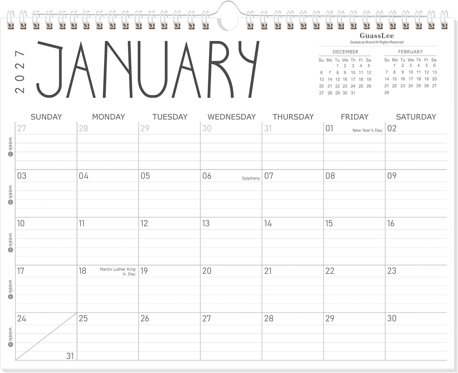 Detalle de GuassLee Wall Calendar, 14 x 11 in.