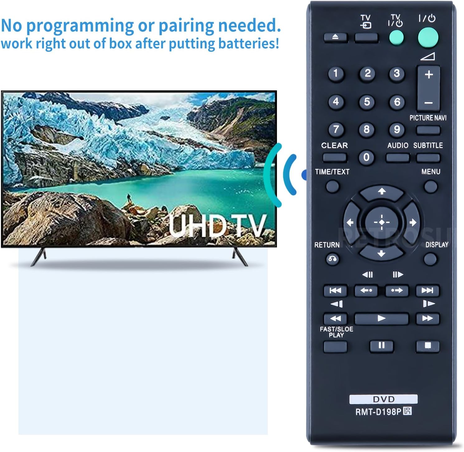 Thumbnail 3 de TCNOUMT Replacement DVD Remote Control RMT-D198P for Sony DVD players (AAA battery powered)