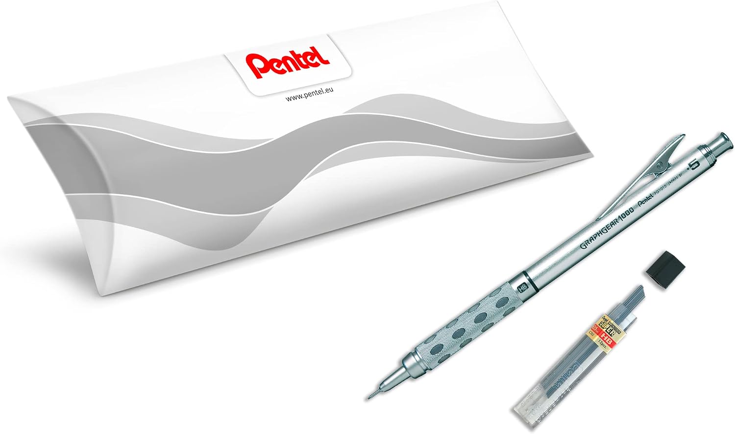 Detalle de Pentel GraphGear PG1015-A vulpotlood 0,5 mm met metalen behuizing en HB-vullingen