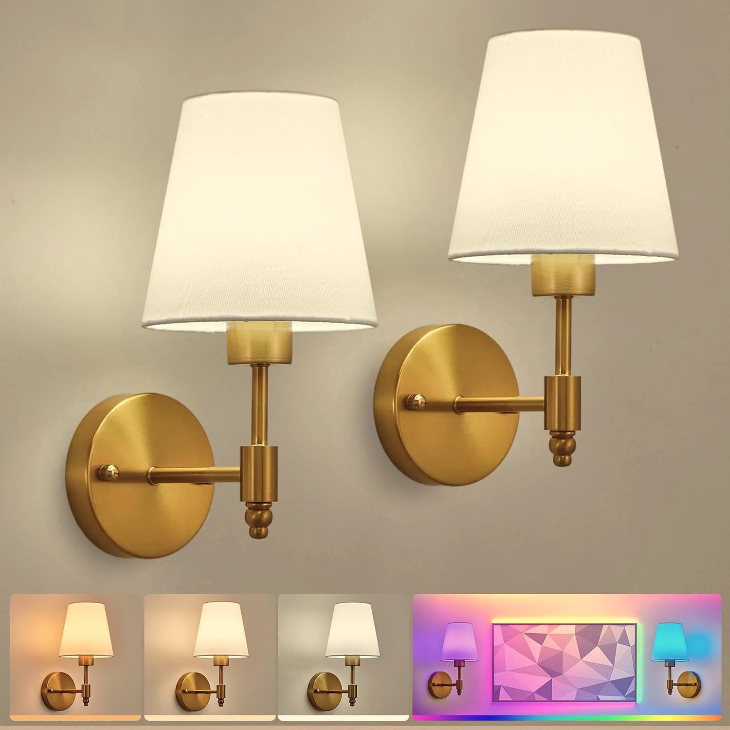 Detalle de HARPER LIVING Battery Wall Lights 2-pack