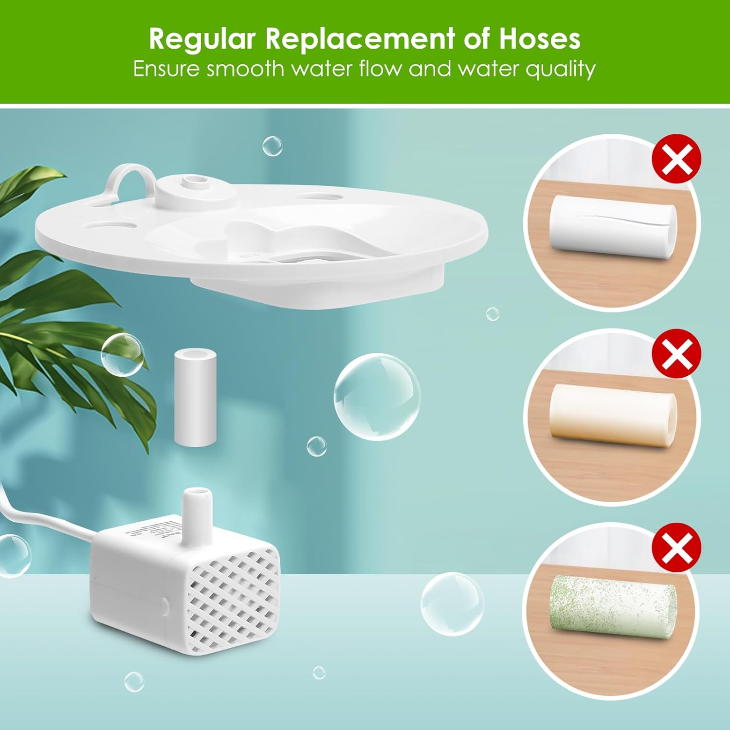 Detalle 2 de Cat Water Fountain Filter – 3-Pack Replacement for 2L/2.5L Cat Fountains (Triple Action Activated Carbon, Includes 1 Hose)