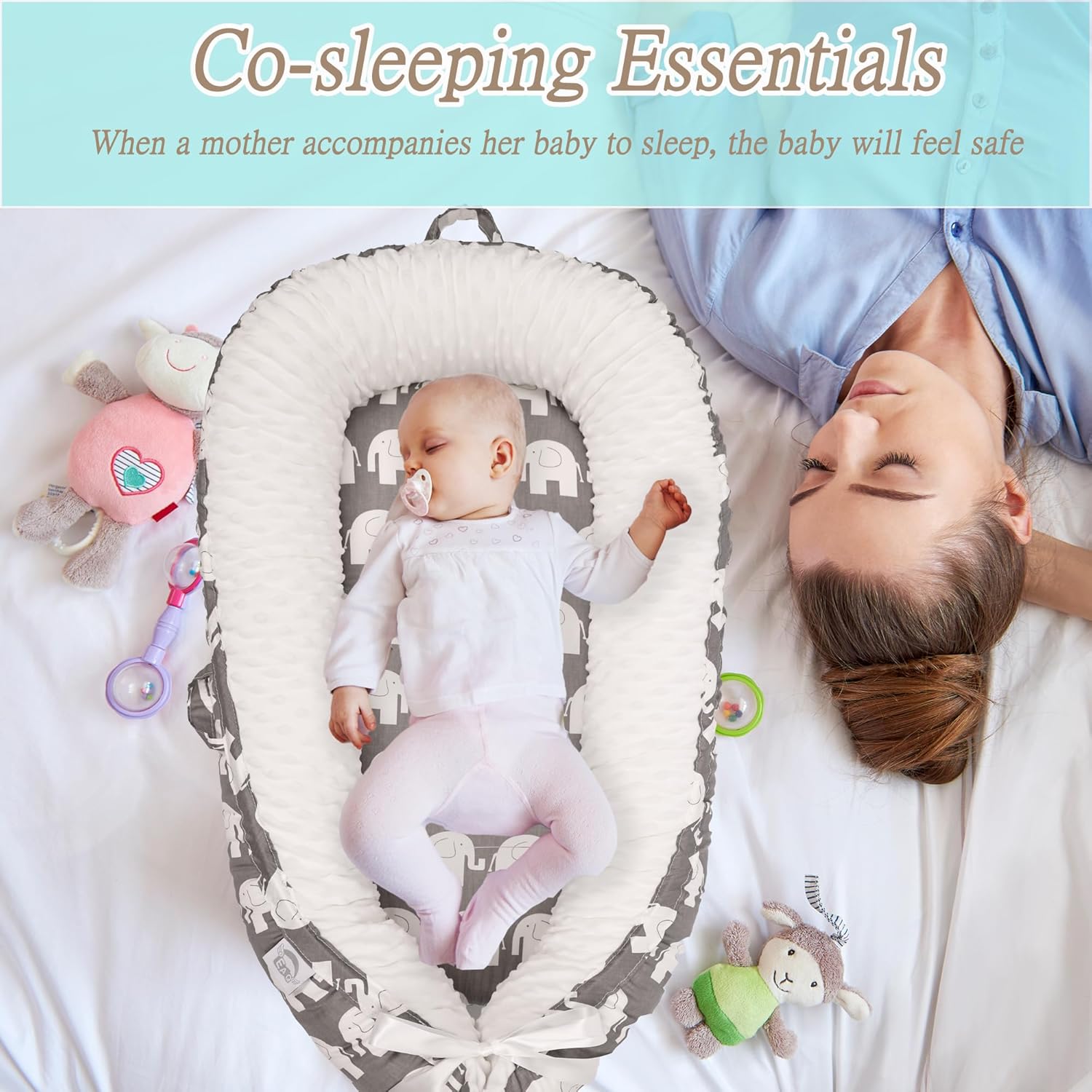 Thumbnail 2 de EAQ Baby Lounger and Nest for Co-Sleeping: 100% Cotton, Lightweight and Portable