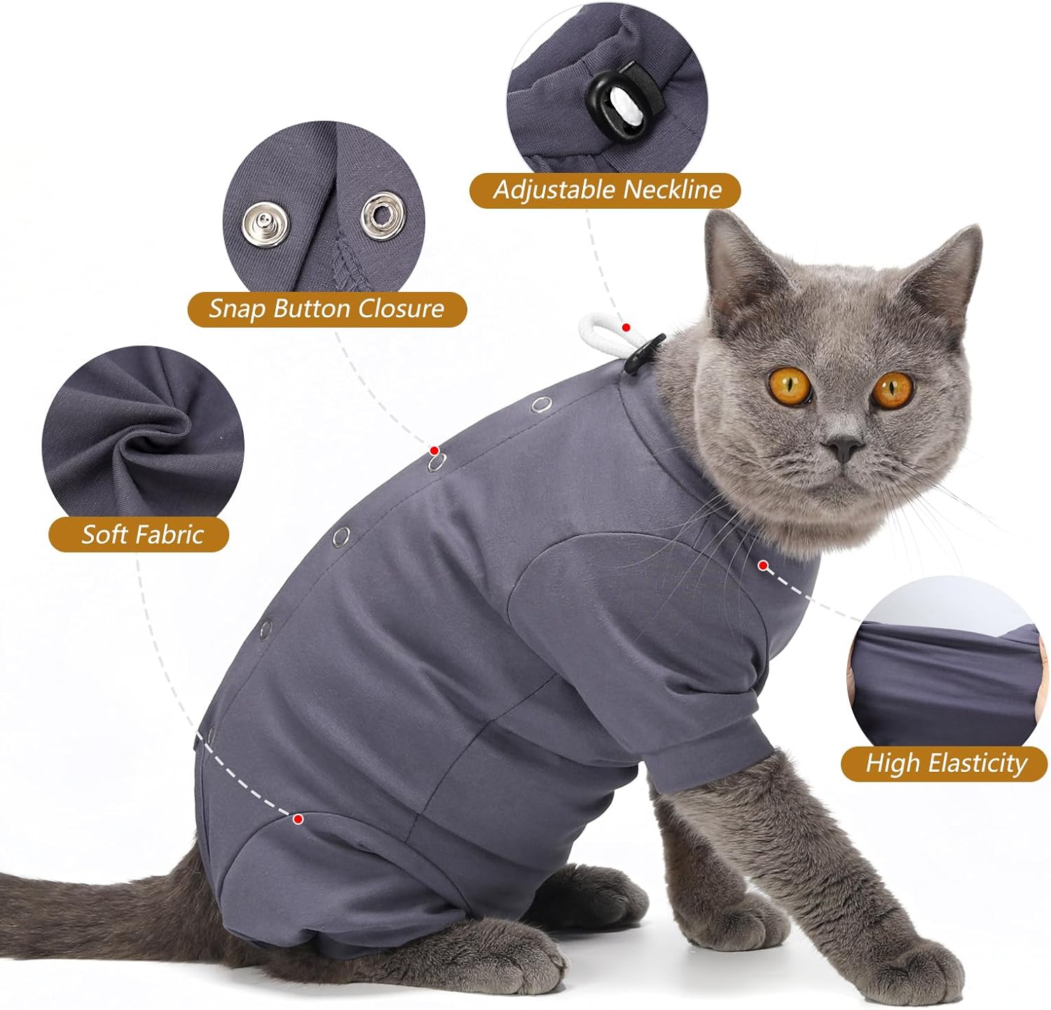 Thumbnail 1 de HEYWEAN body de récupération pour chat après opération à manches longues