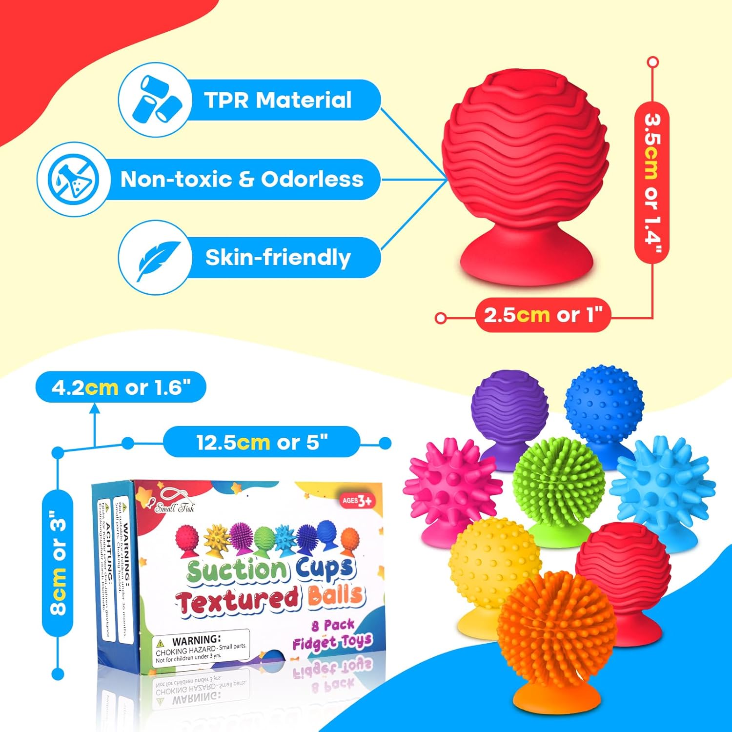 Thumbnail 3 de Sensory Fidget Toys Kids & Adults 8-Pack Textured Suction Toys for Classroom & Autism
