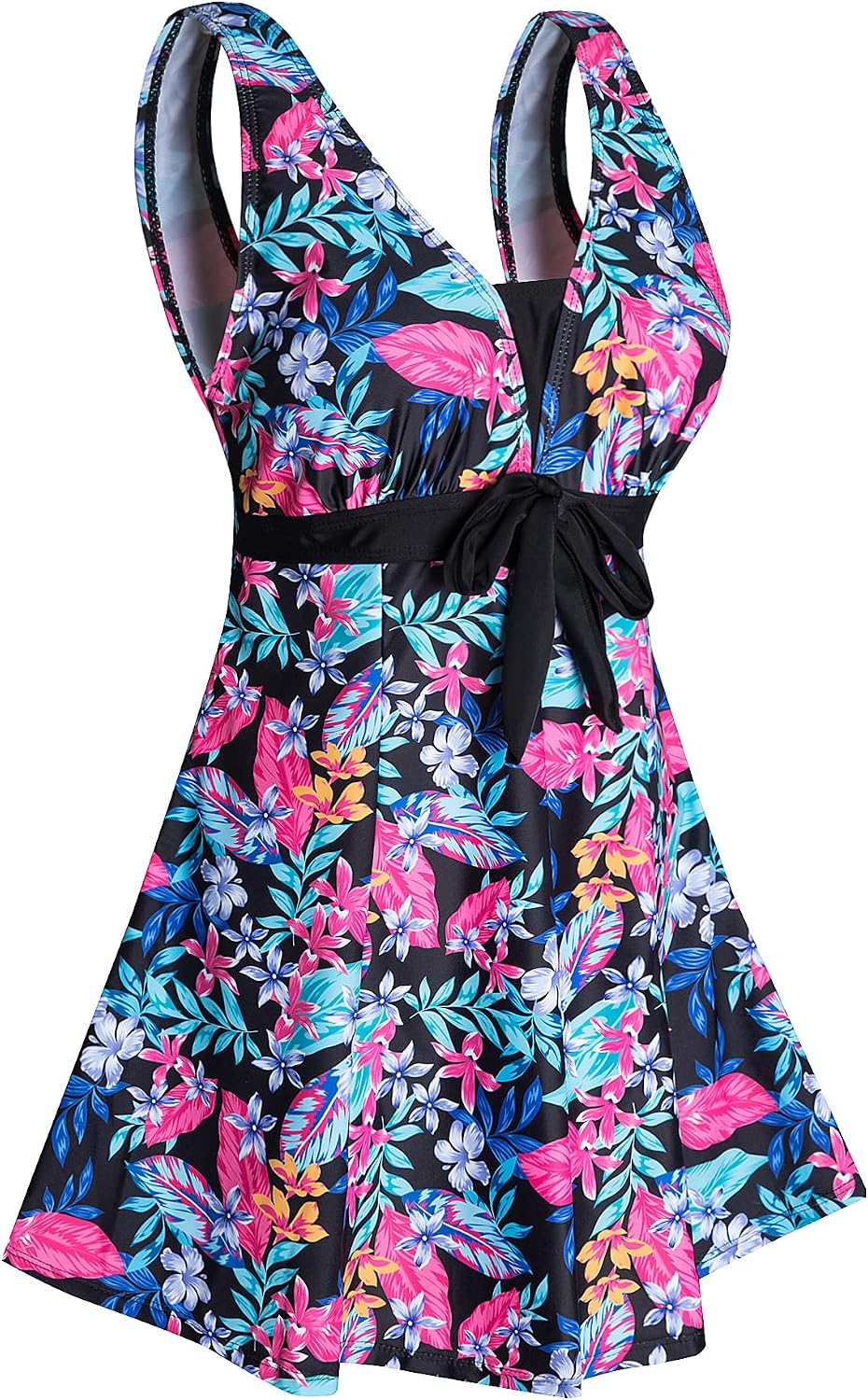 Detalle de ECUPPER Plus Size Skirted One Piece Swimsuit with Tummy Control and Built-In Shorts