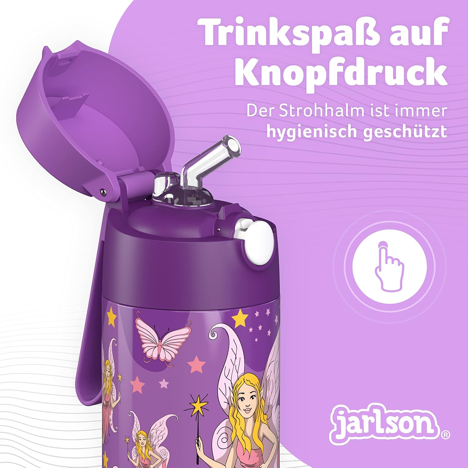 Thumbnail 5 de Jarlson Trinkflasche Charli Kinder Edelstahl 350 ml – MIT STROHHALM, AUSLaufsicher, BPA-frei