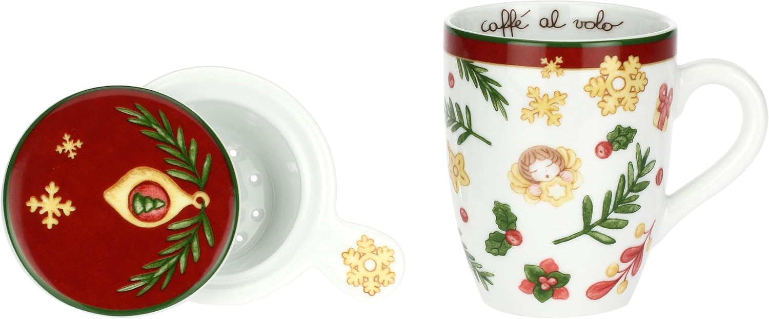 Detalle de THUN Tisaniera in Porcellana Collezione Sorprese di Natale, 350 ml – Idea Regalo per Natale