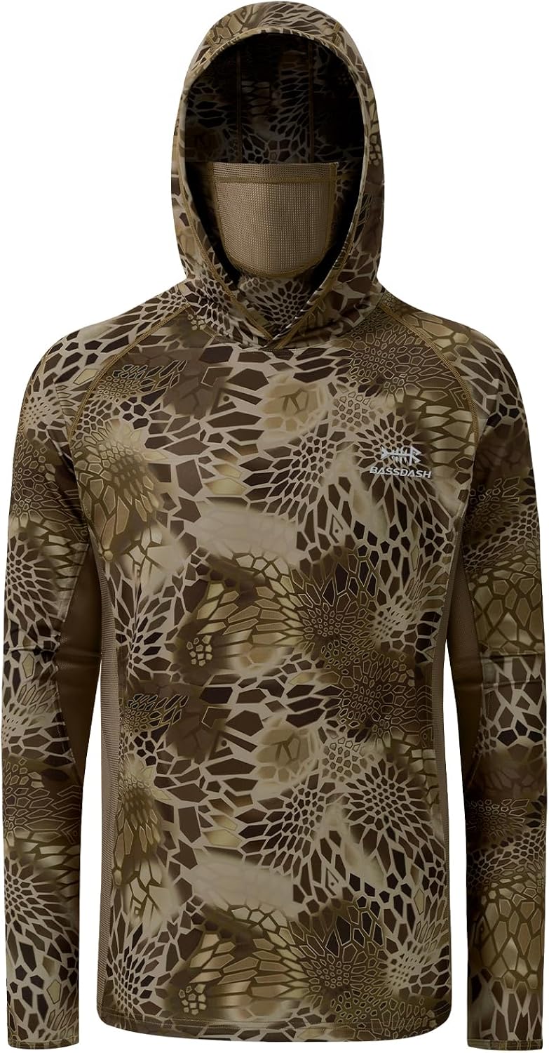Detalle de BASSDASH Men's UPF 50+ Camo Hunting Fishing Hoodie with Neck Gaiter