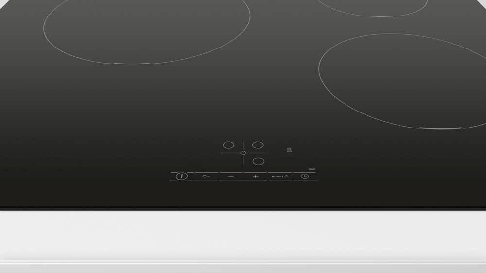 Detalle 2 de Bosch PUC611BB5E Série 4 – Plaque à induction 3 feux 60 cm noire (4600 W)