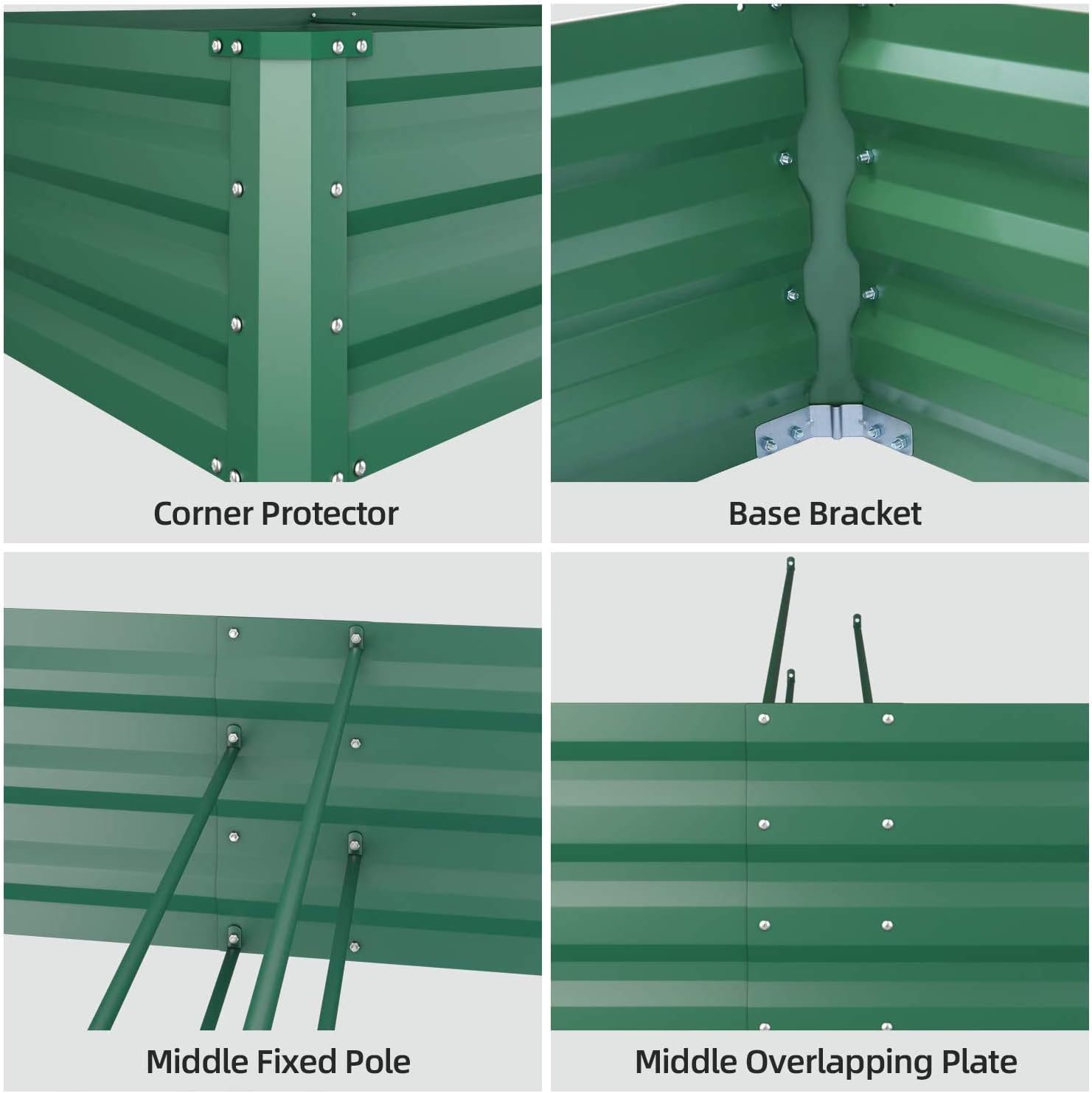 Thumbnail 3 de Ohuhu GRB-12 6×3×1 FT Green Raised Garden Bed, Reinforced Galvanized Steel