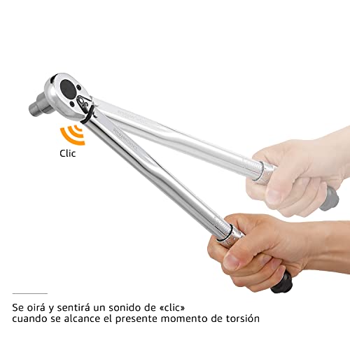 Detalle de Amazon Basics Llave Dinamométrica Drive Click 3/8" 20-108 Nm
