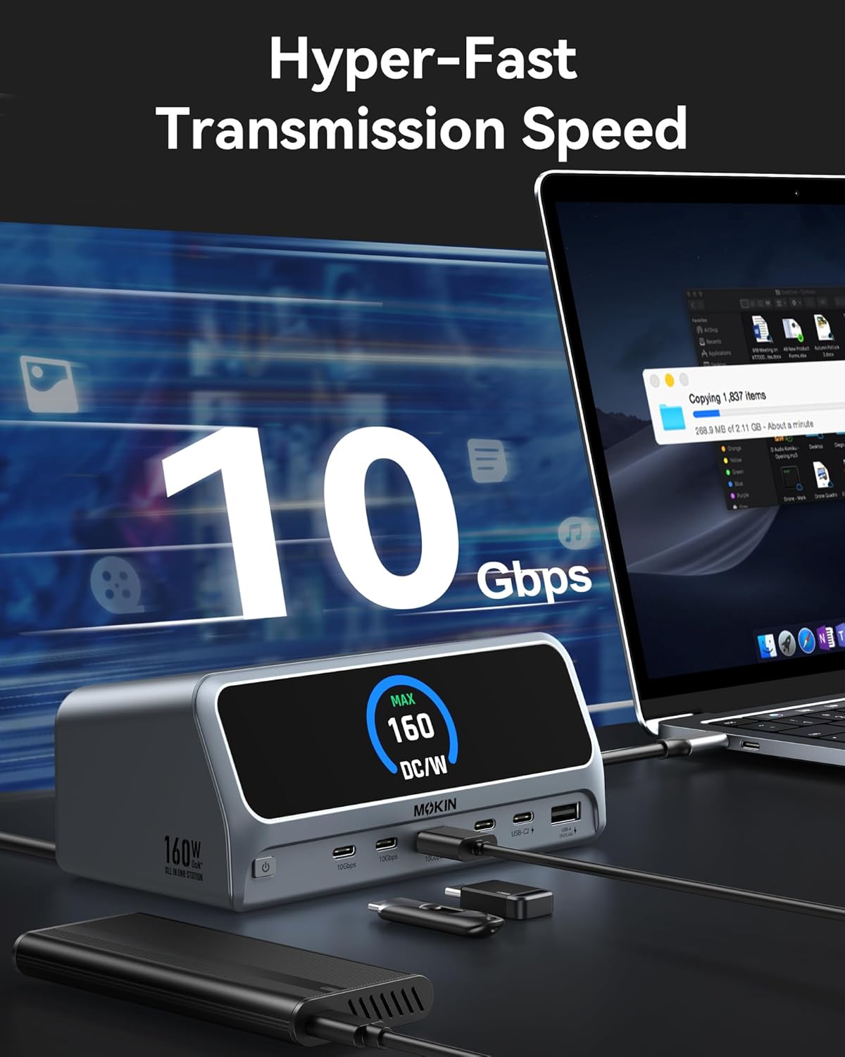 Thumbnail 5 de MOKiN USB C Docking Station Dual Monitor (13-in-1) with 160W Output and 2x 4K HDMI
