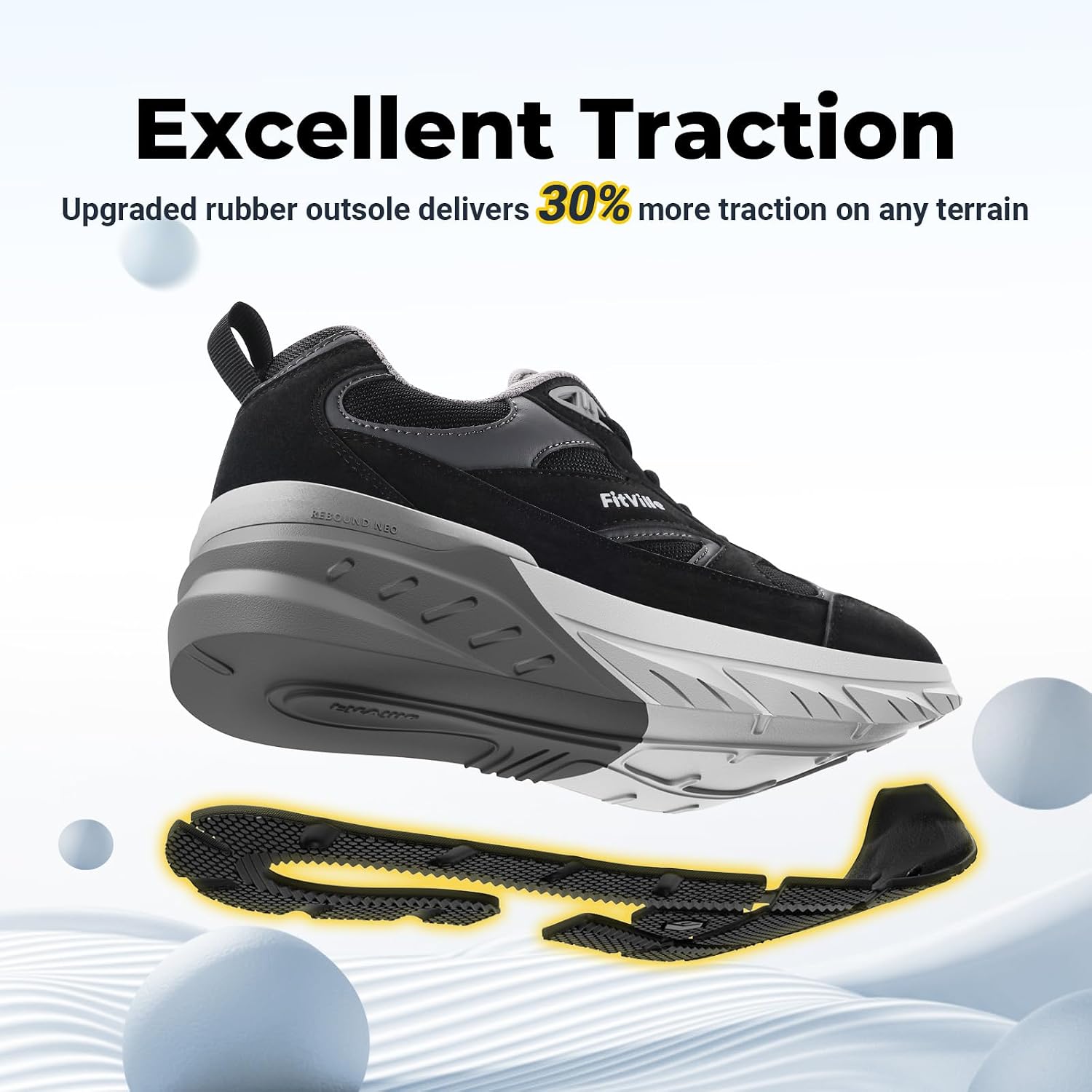 Detalle de FitVille Rebound NEO V1 Wide Walking Shoes for Men