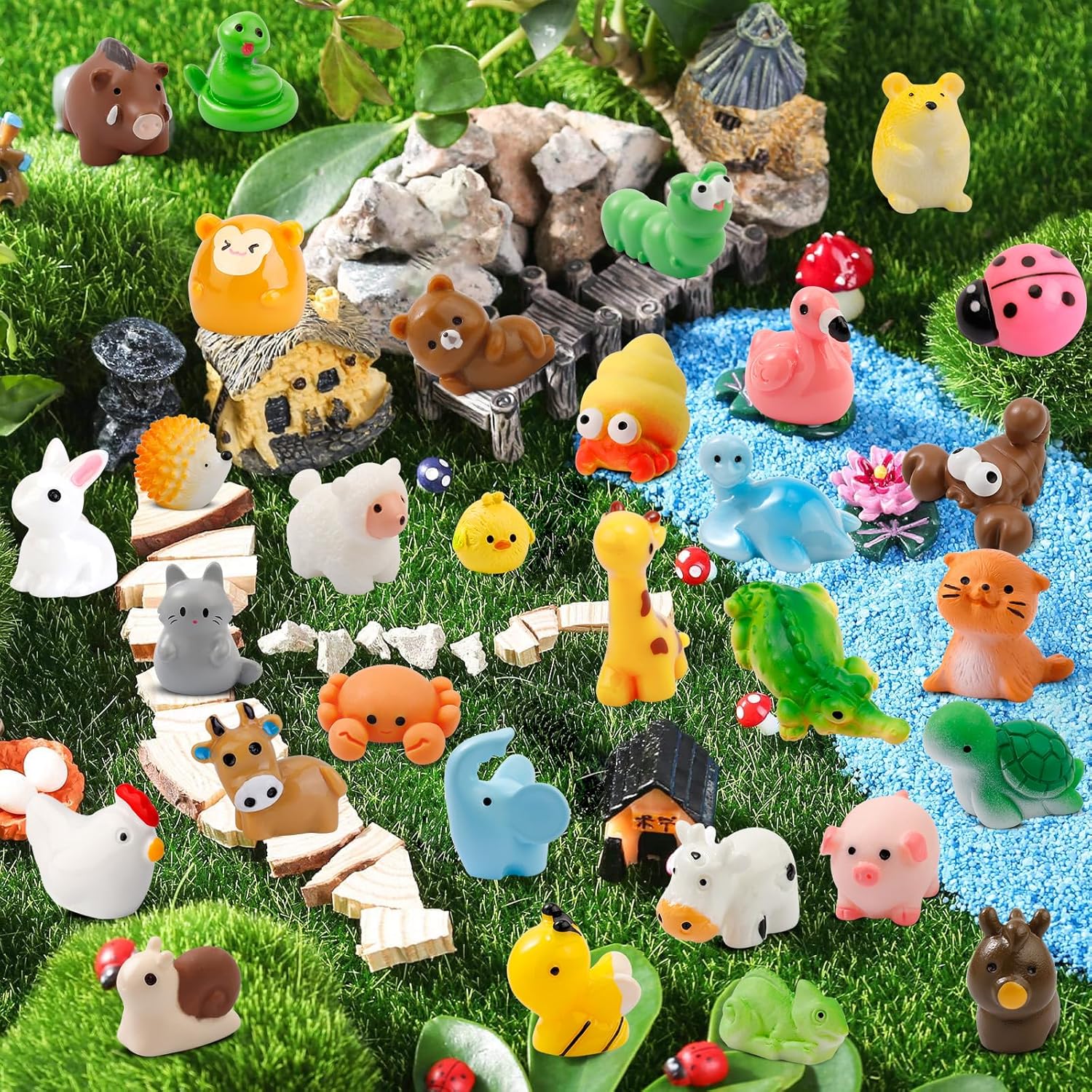 Thumbnail 4 de WIURGOHA 50 Pcs Mini Resin Animals set