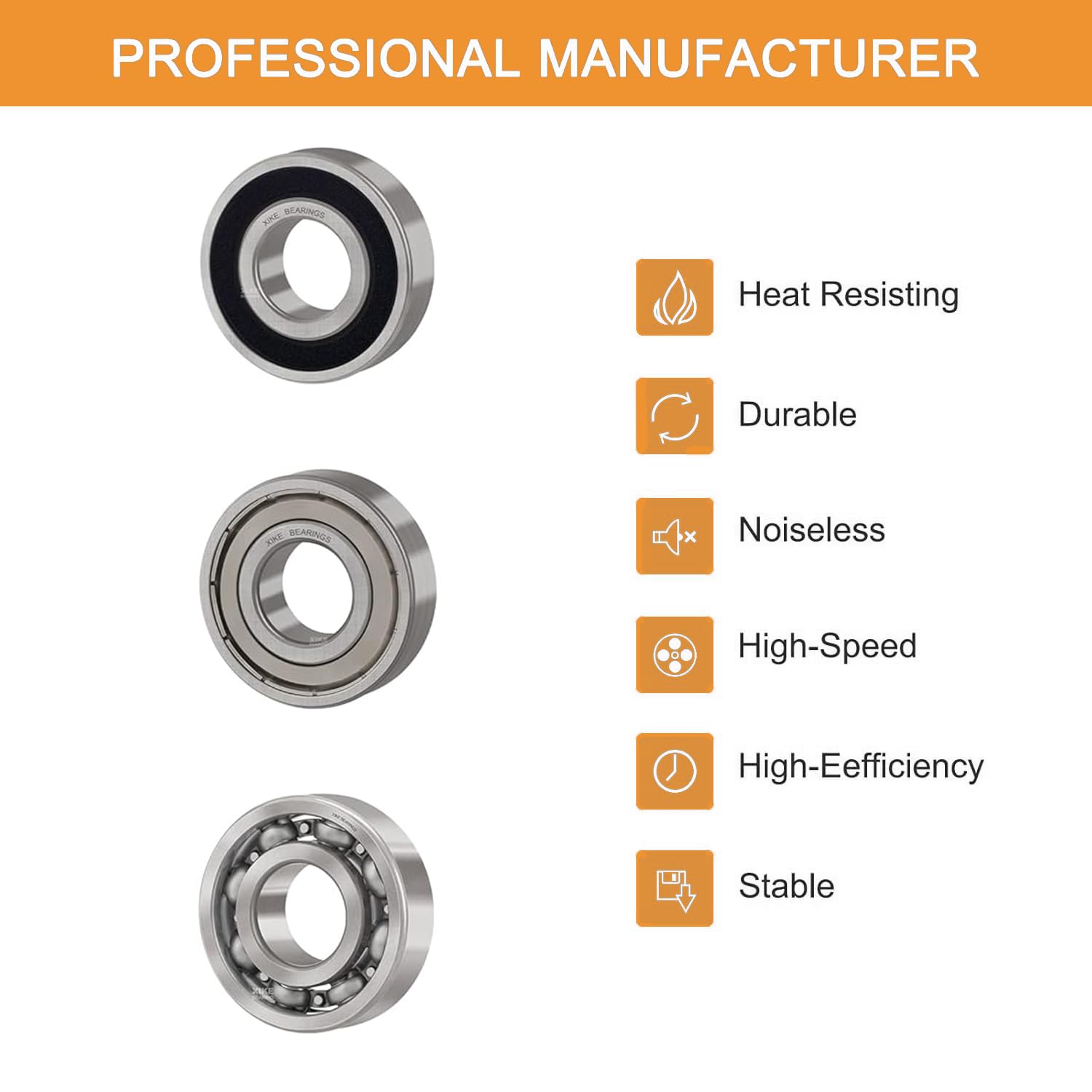Thumbnail 5 de ROWORKX 625+2RS Deep Groove Ball Bearings (10 Pieces) 5x16x5mm – Double Sealed Chrome Steel for Skateboards and Small Machinery