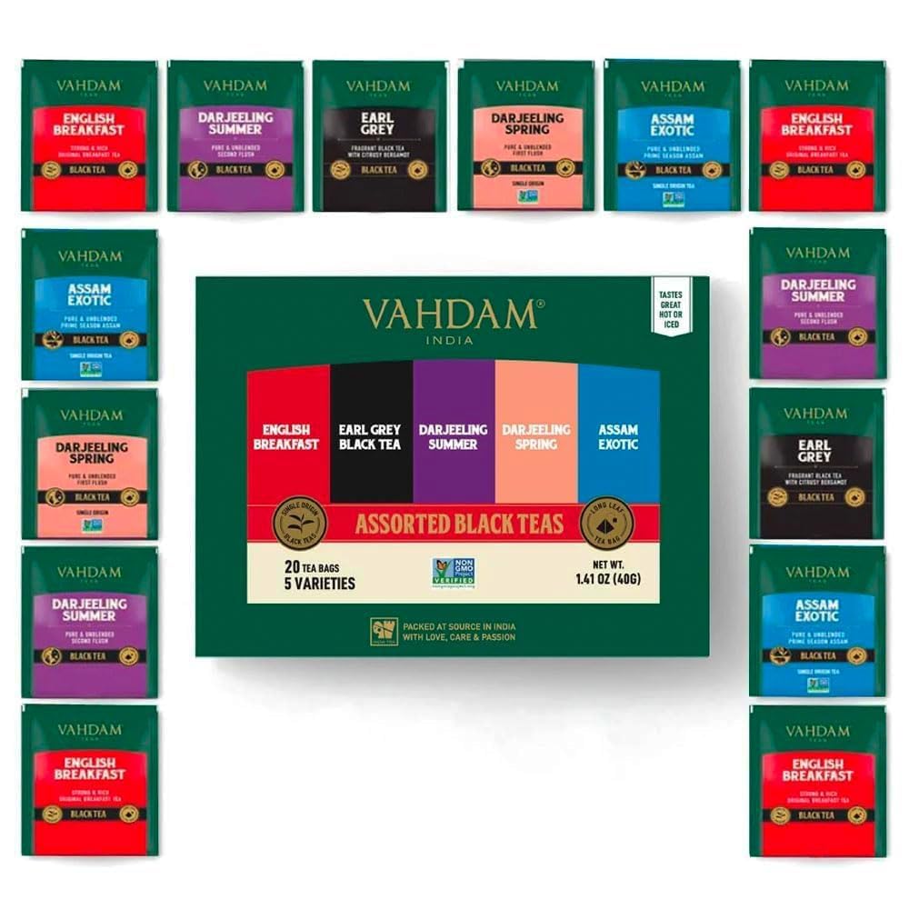 Detalle de VAHDAM Sortierte Schwarze Teebeutel Probierbox 20 StĂŒck đ”