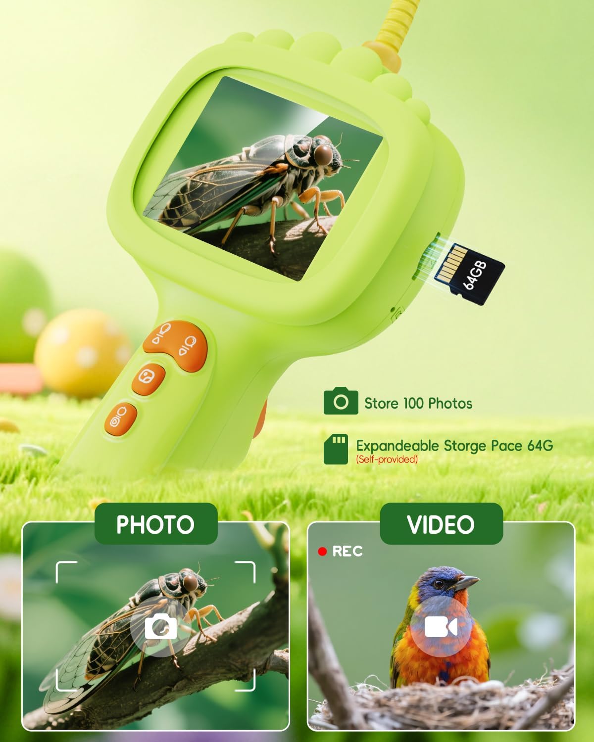 Thumbnail 2 de Endoscope for Kids: 2.4-Inch Snake Camera with Lights for Outdoor Exploration