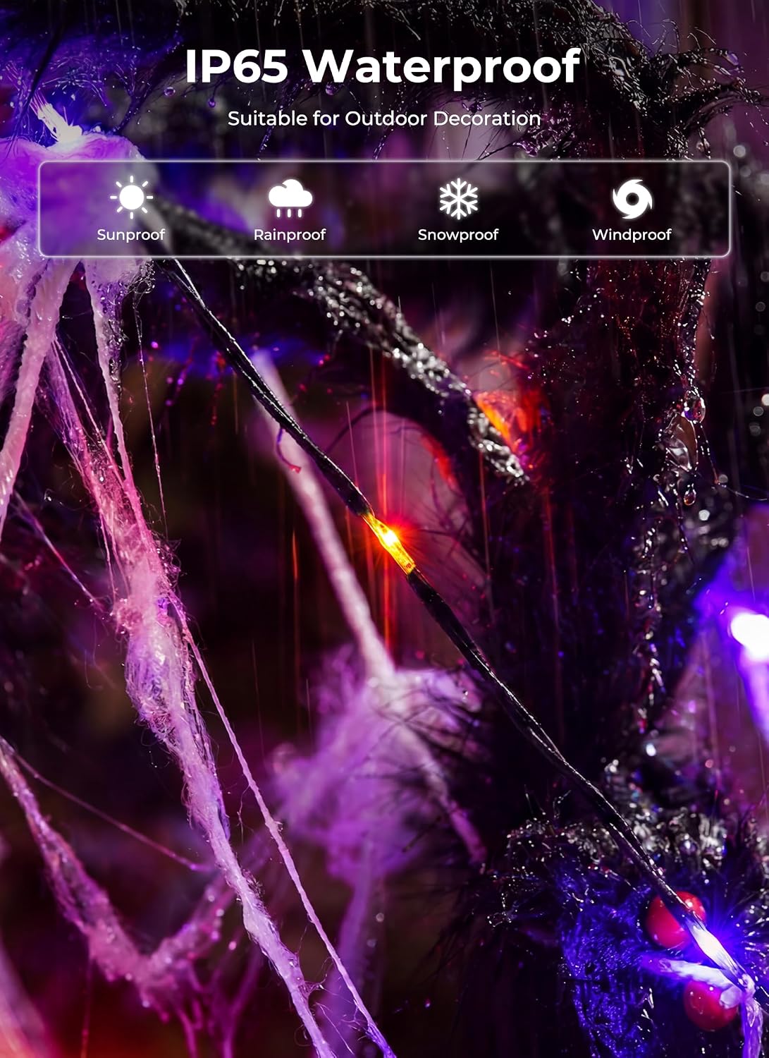 Detalle 1 de Brightown 312-LED Giant Spider Web Lights with Plush Spider, 8 Modes, IP65