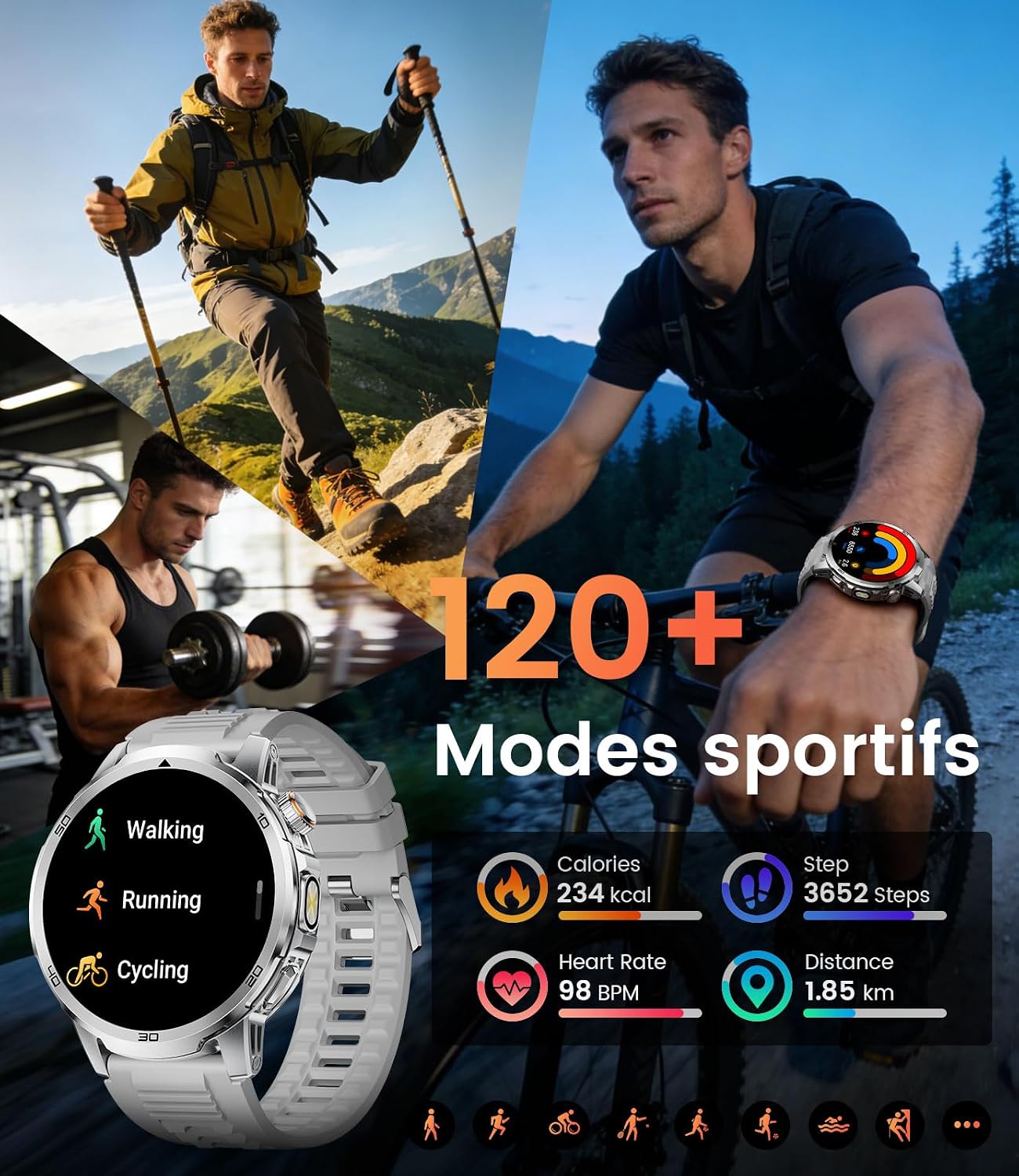 Thumbnail 5 de CHOOSETIME EF19 smartwatch met 1,85-inch scherm, 1000 mAh en IP68