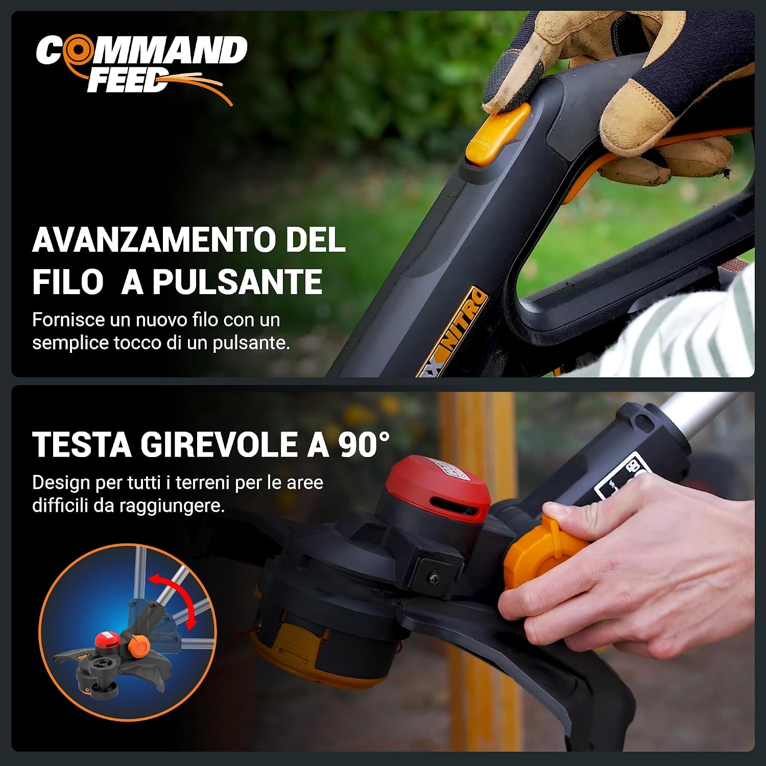 Thumbnail 5 de WORX Nitro WG173E.9 tagliaerba a batteria 20 V brushless, circuito di taglio da 33 cm (solo utensile)