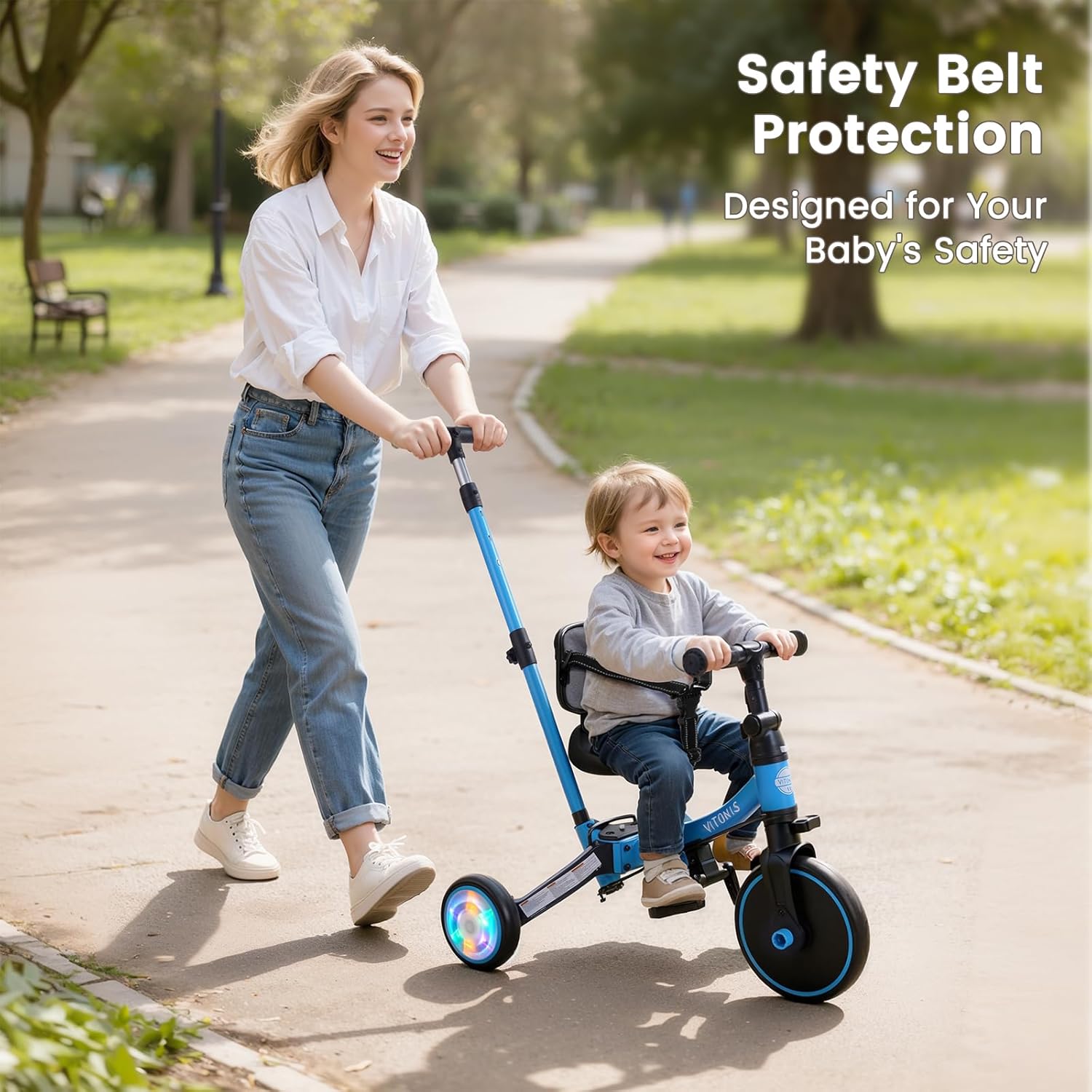 Thumbnail 1 de VITONIS Triciclo 5 in 1 per bambini 18 mesi-5 anni blu con ruote lampeggianti