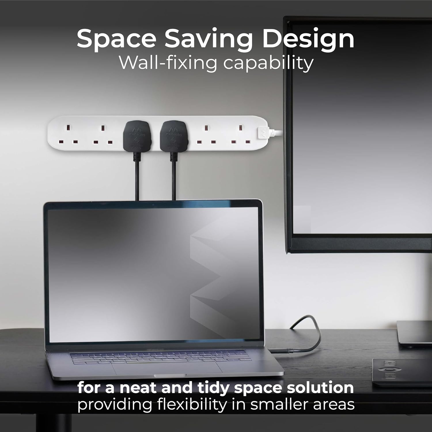 Thumbnail 2 de Masterplug Six Socket Extension Lead, 3m – Unswitched, 6-Way Power Strip with Safety Shuttered Sockets (BS1363-2)