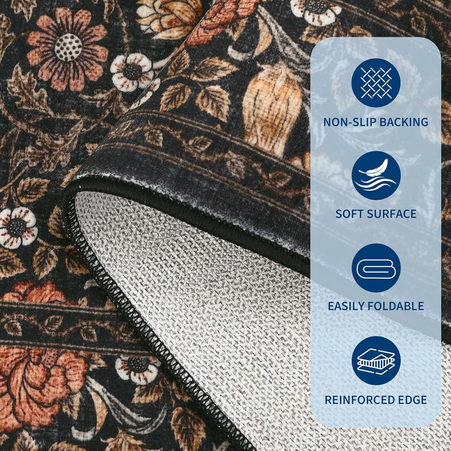 Thumbnail 6 de GarveeHome Brown Vintage Floral 8x10 Rug