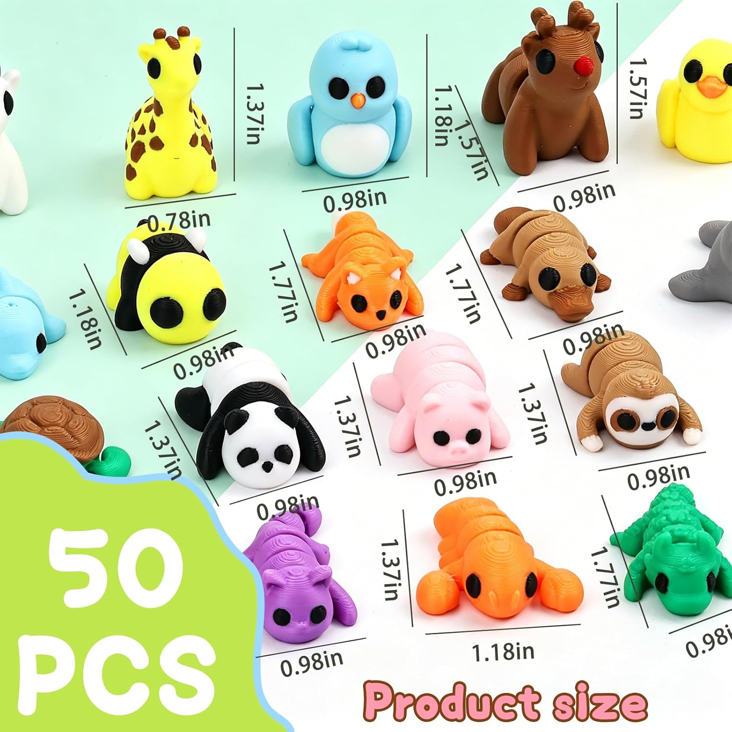 Detalle 2 de 50 pcs Animal Figurines Set, 3D Printed Fidget Toys