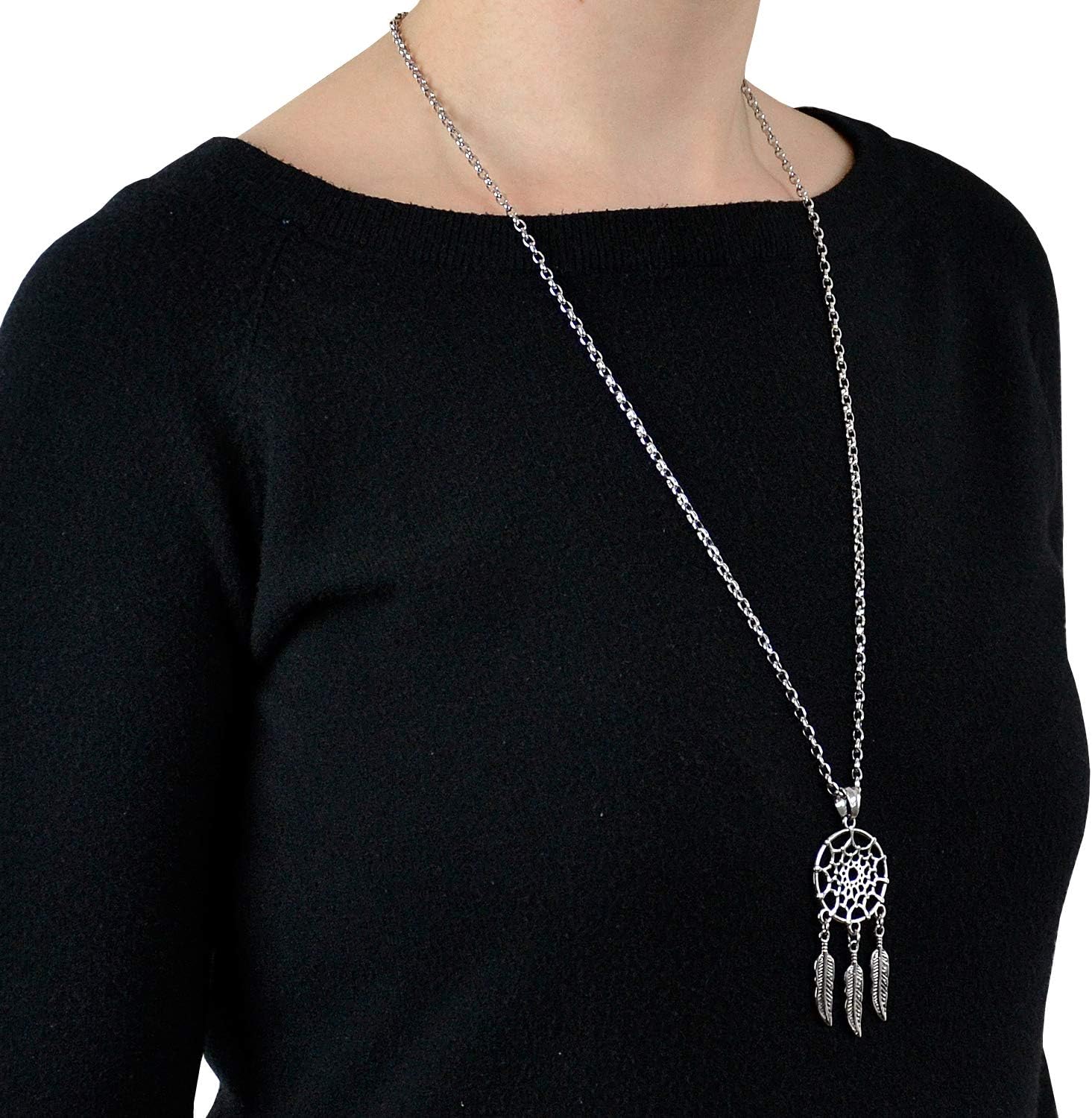 Detalle 1 de Morella Collana da Donna 70 cm con ciondolo acchiappasogni in acciaio inossidabile