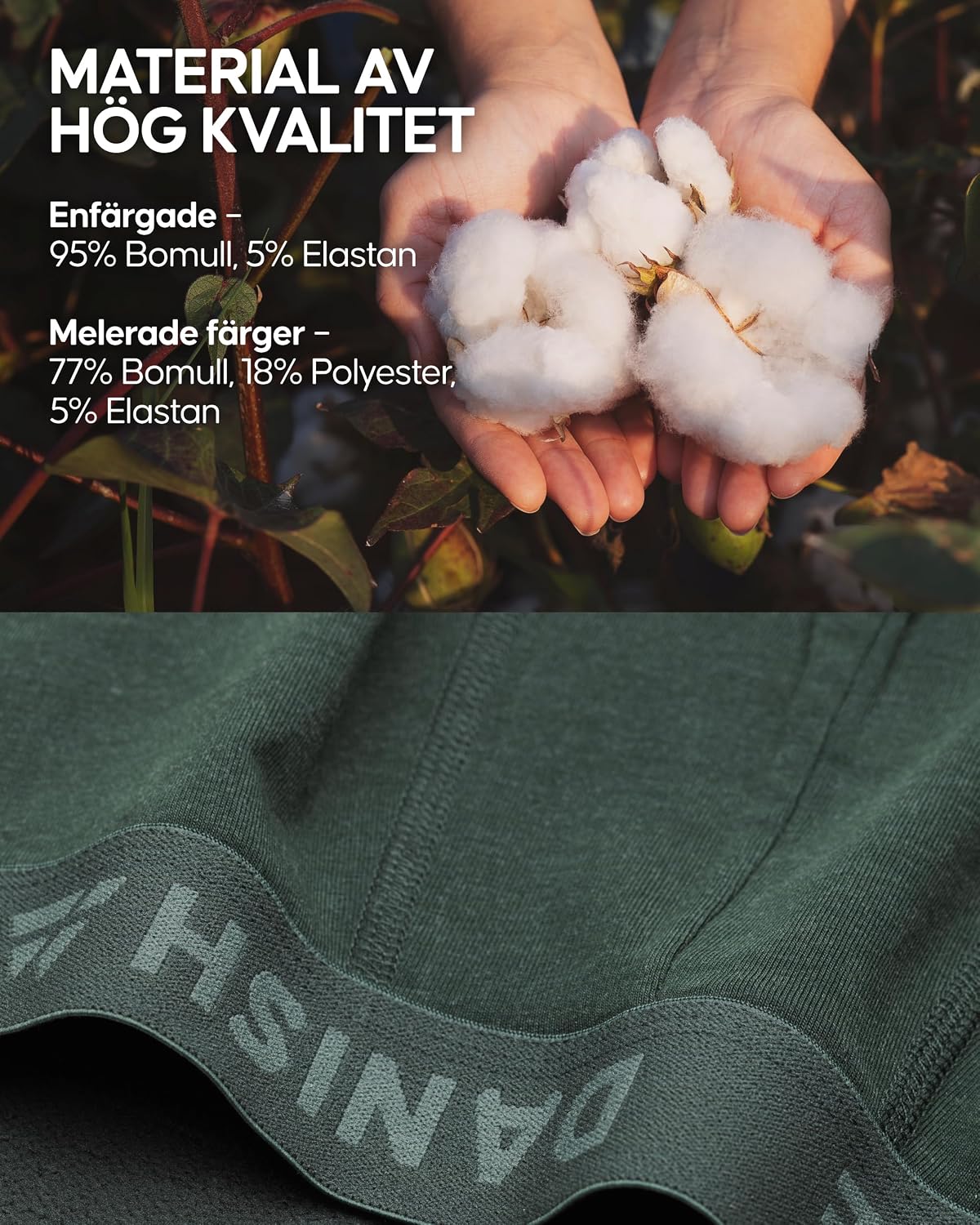 Detalle 2 de DANISH ENDURANCE korta herrkalsonger, 6-pack i stretchig bomullsblandning