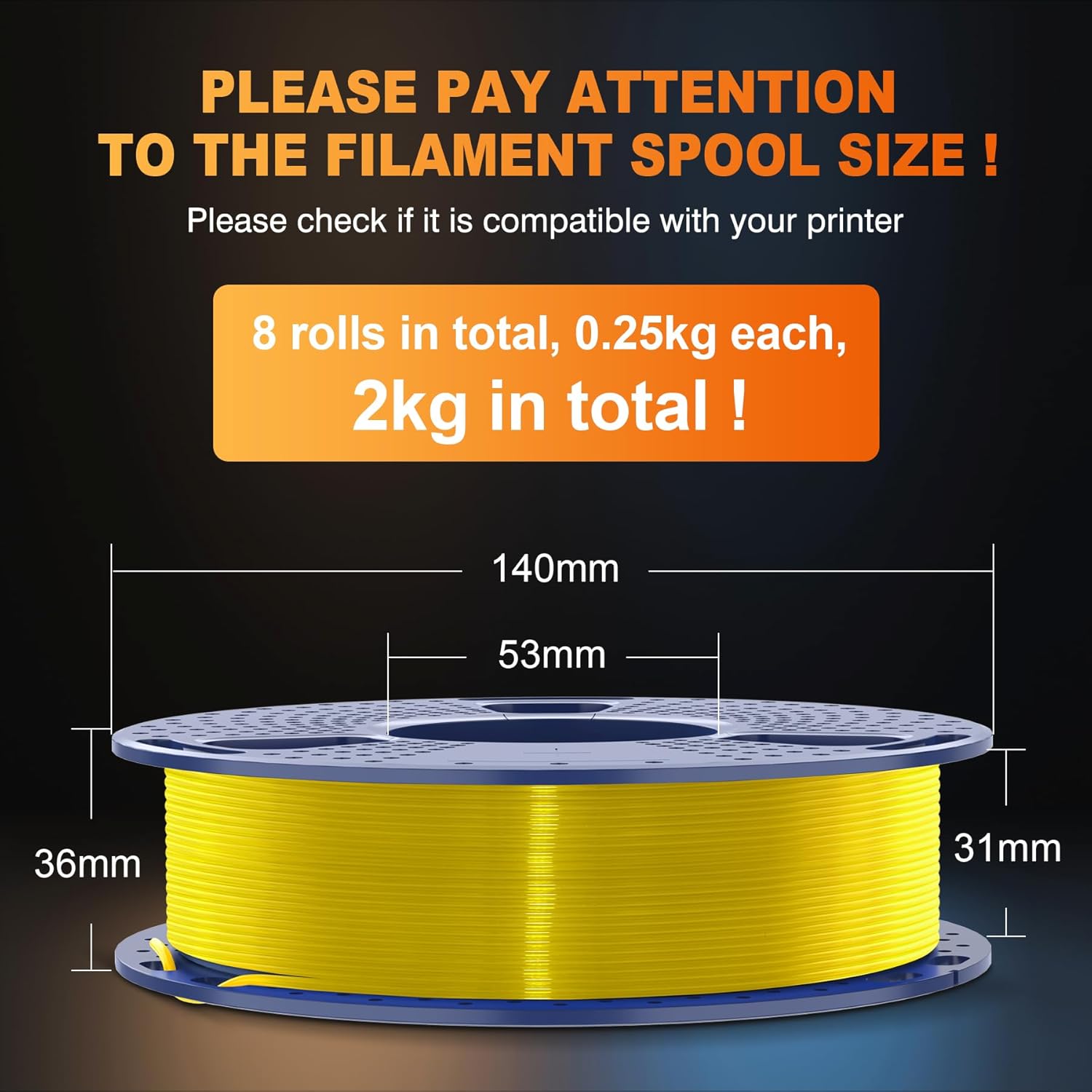 Thumbnail 1 de SUNLU Silk PLA+ Four-Colour Bundle (8 x 250g) – Multicolour Silk Filament for 3D Printing