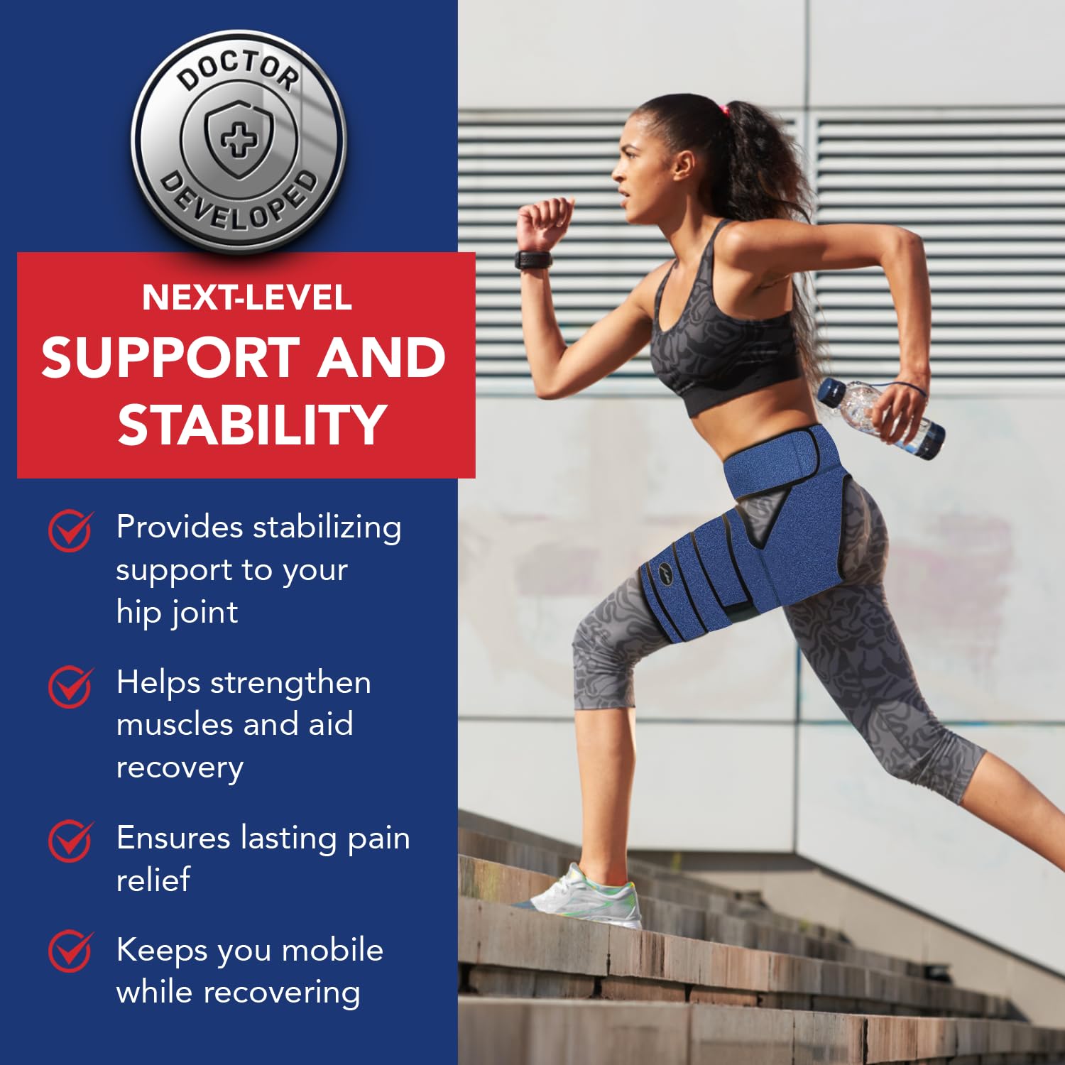 Detalle de Hip brace stabilising support for left leg