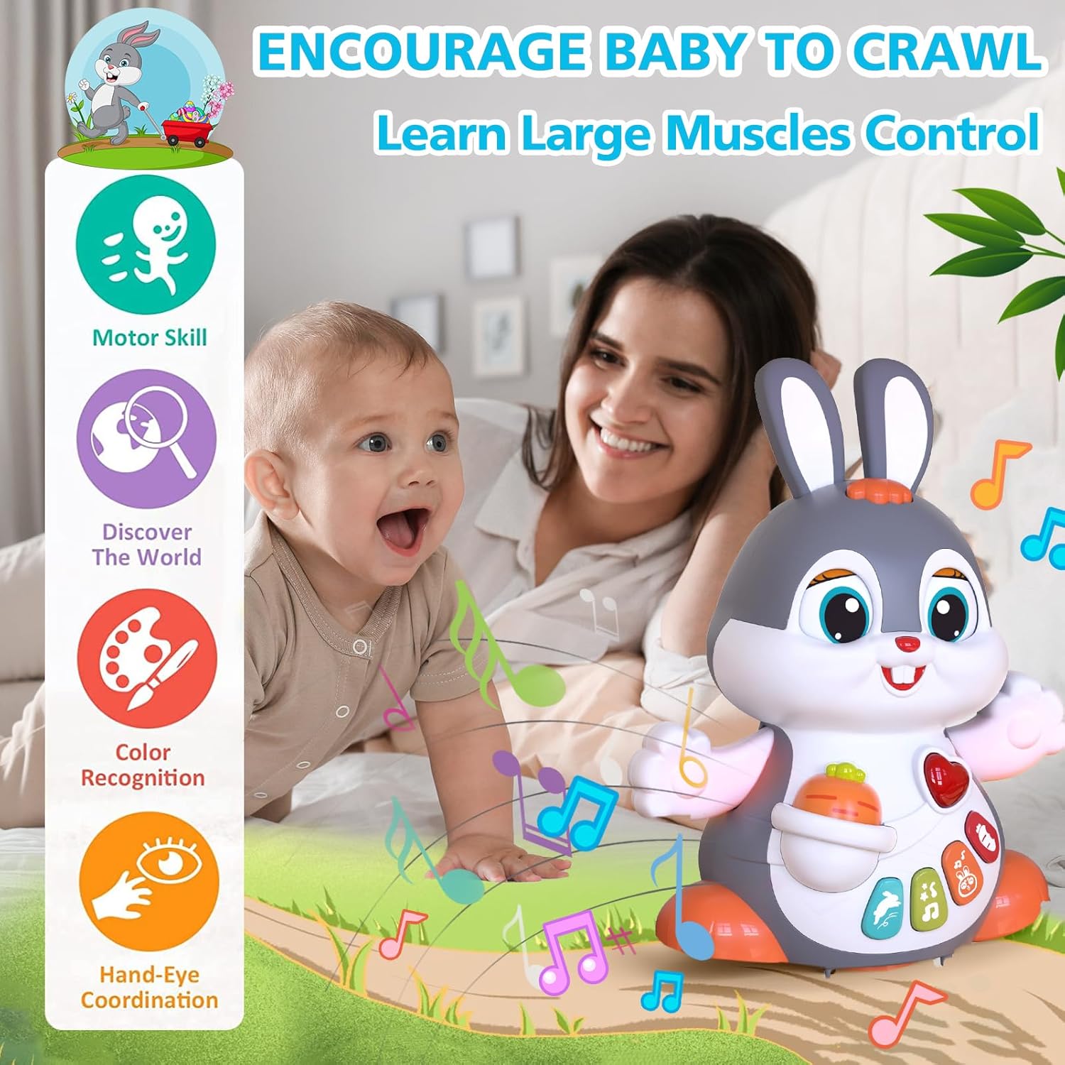 Thumbnail 1 de MOONTOY Conejito interactivo para gatear 6–12 meses