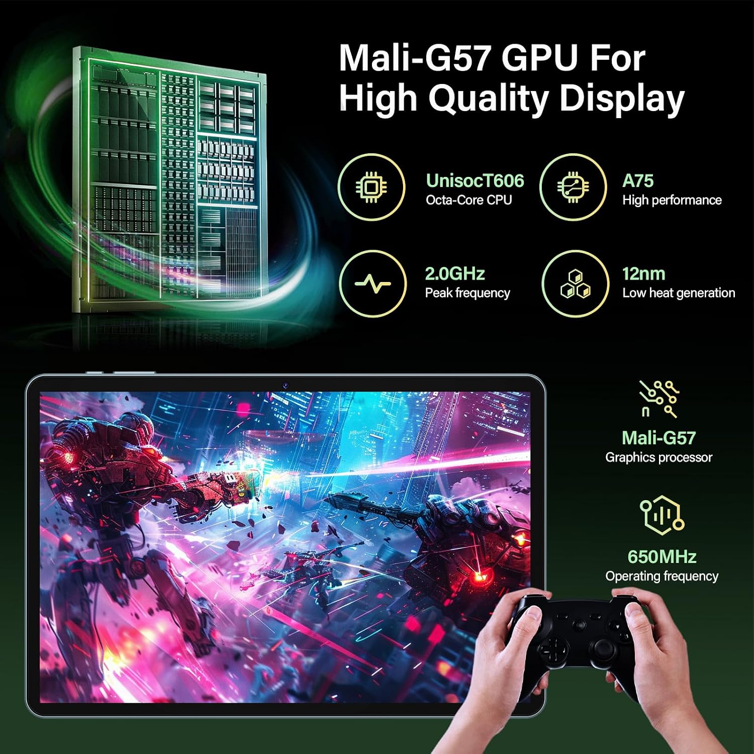 Detalle de Android 10 Inch Tablet with Keyboard - Gemini AI, 16GB RAM/256GB ROM + 2TB Expandable, 8000mAh, 10" Display