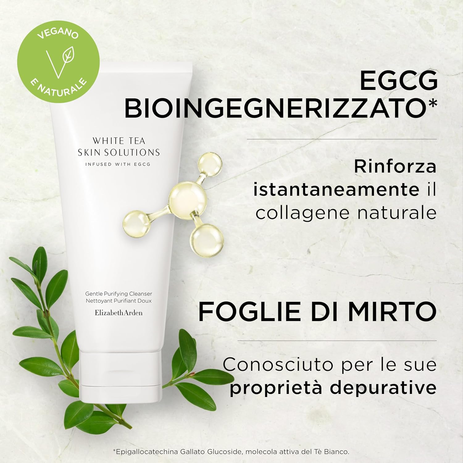 Detalle de Elizabeth Arden White Tea Skin Solutions Gentle Purifying Cleanser – mousse detergente purificante viso, 125 ml