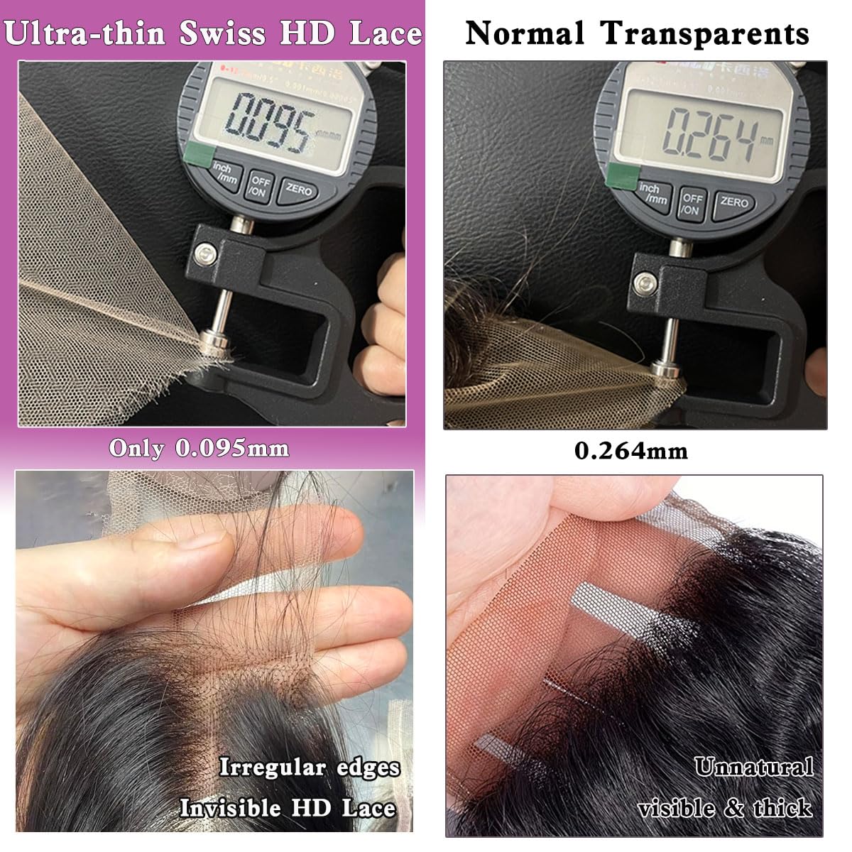 Detalle de Mnador 2x6 Skinlike HD Lace Closure (Deep Parting, Straight Brazilian Virgin Hair, 12 inch)