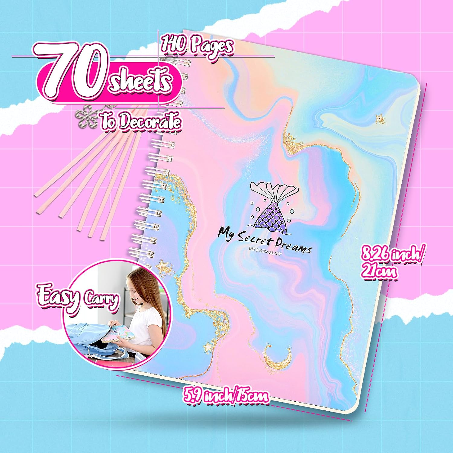 Detalle de Anginne Journal Kit: Kit Scrapbooking Completo per Ragazze dai 6 ai 13 anni