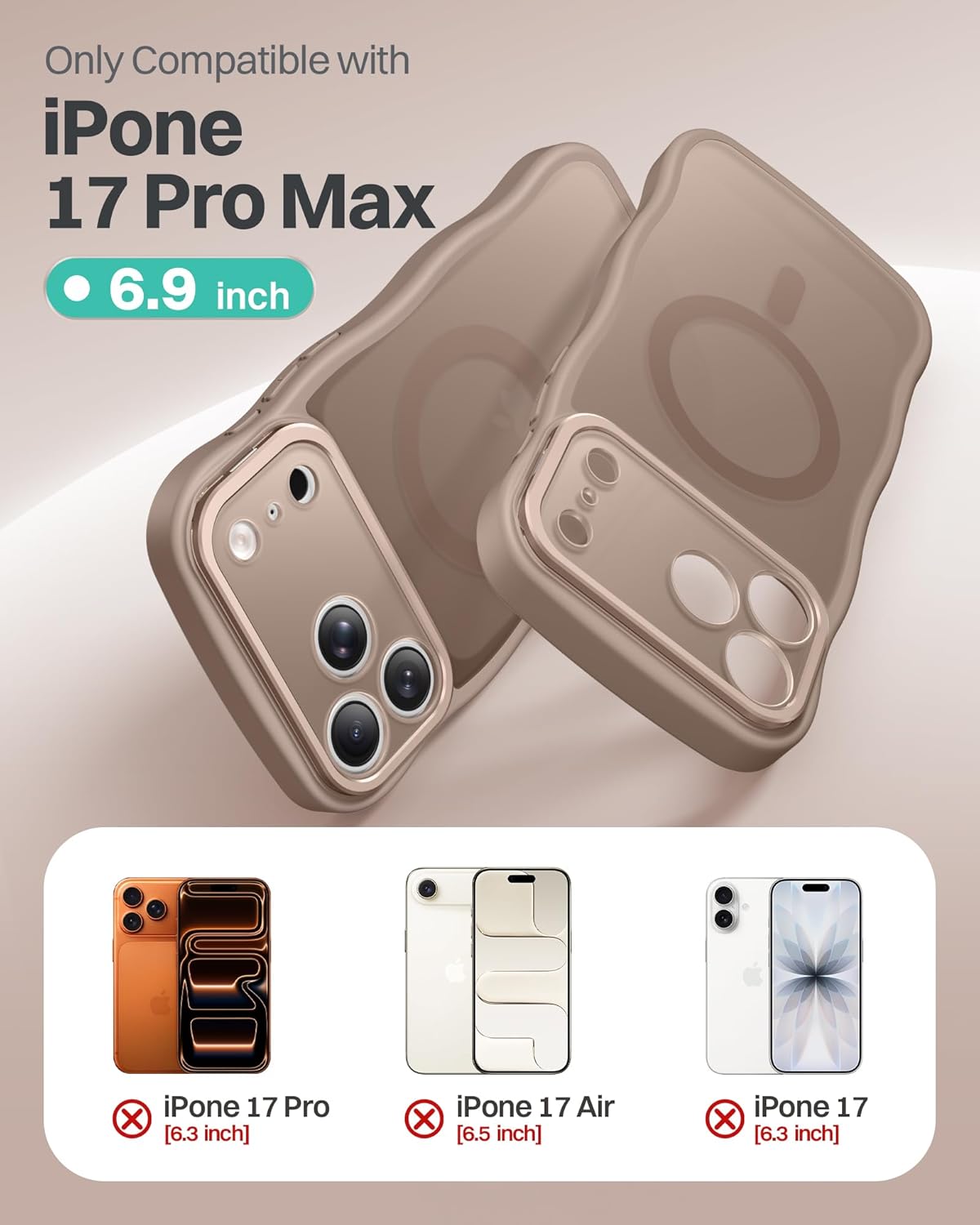 Detalle de GolbinBox iPhone 17 Pro Max Case (6.9") with Stash Stand, MagSafe Compatible, Full Camera Protection, Brown
